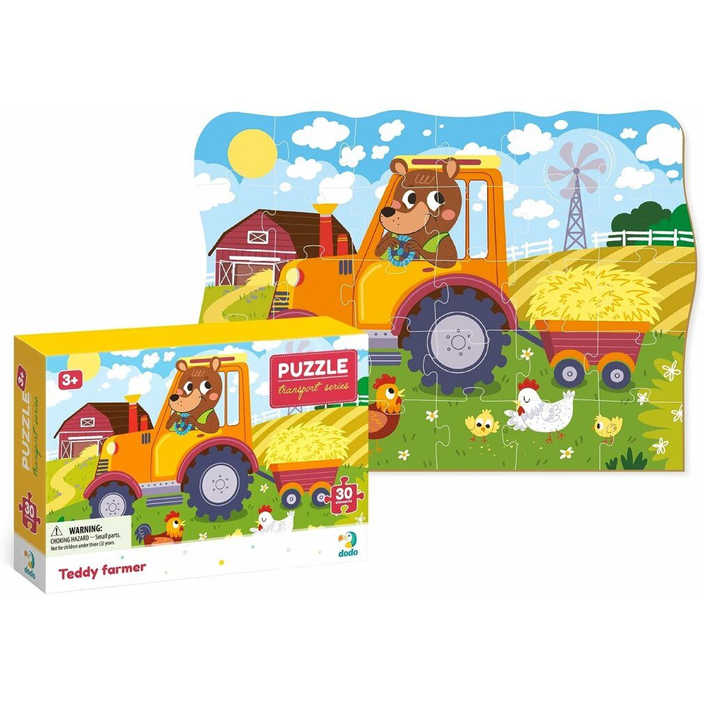 dodo Puzzle DODO Puzzle Transport: Bauer Teddy 30 Teile, Puzzleteile