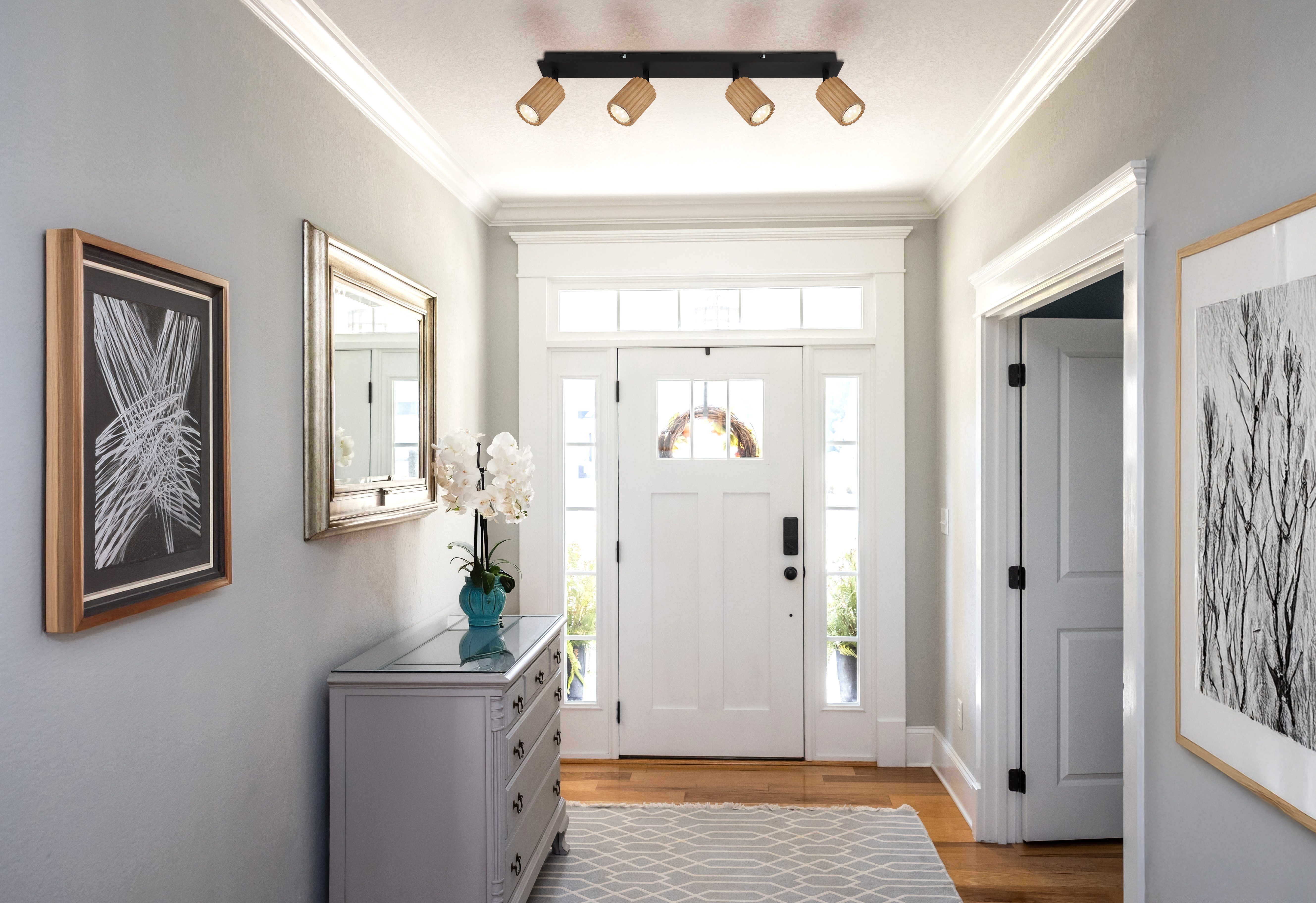 GLOBO LIGHTING Deckenstrahler WENZEL, ohne Leuchtmittel, Deckenspot/Holz/Flur/Wohnzimmer/LxBxH: 650x80x130mm