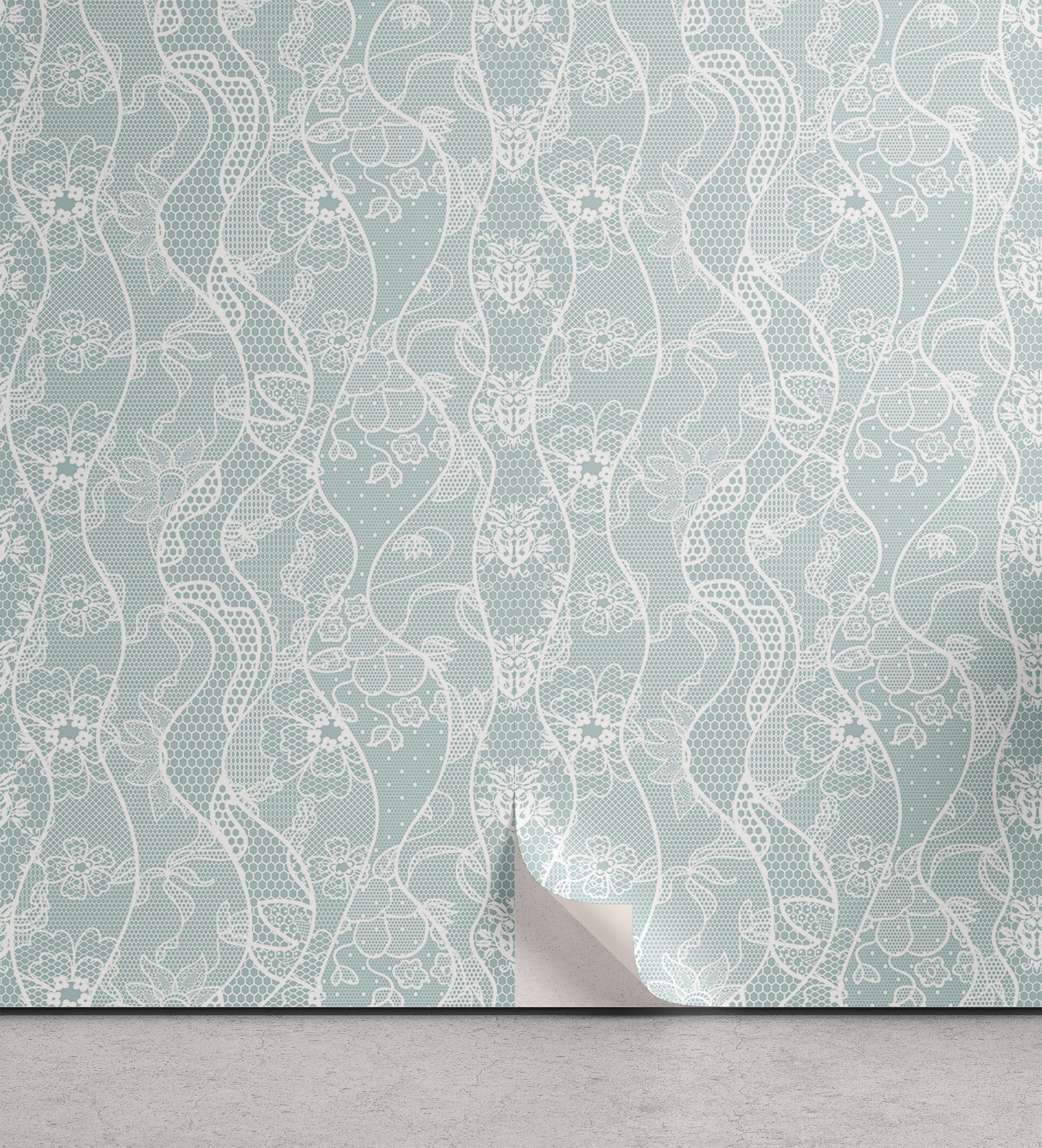 Abakuhaus Vinyltapete selbstklebendes Wohnzimmer Küchenakzent, Jahrgang Floral-Spitze-Muster