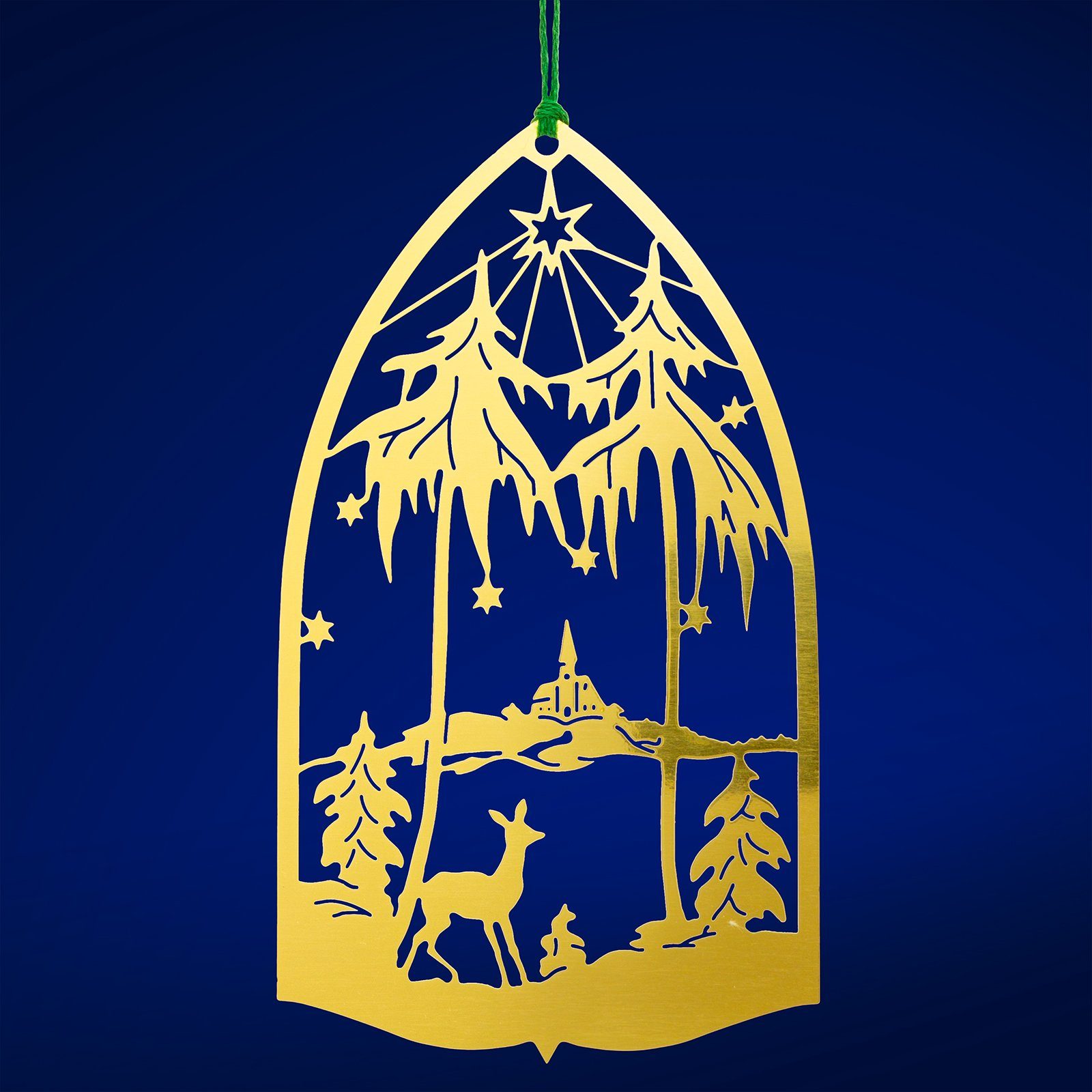 Christbaumschmuck SIKORA Traditionelle aus WINTERLANDSCHAFT MS-SET9 und KRIPPE Weihnachtsbaum 2er Anhänger Messing Set