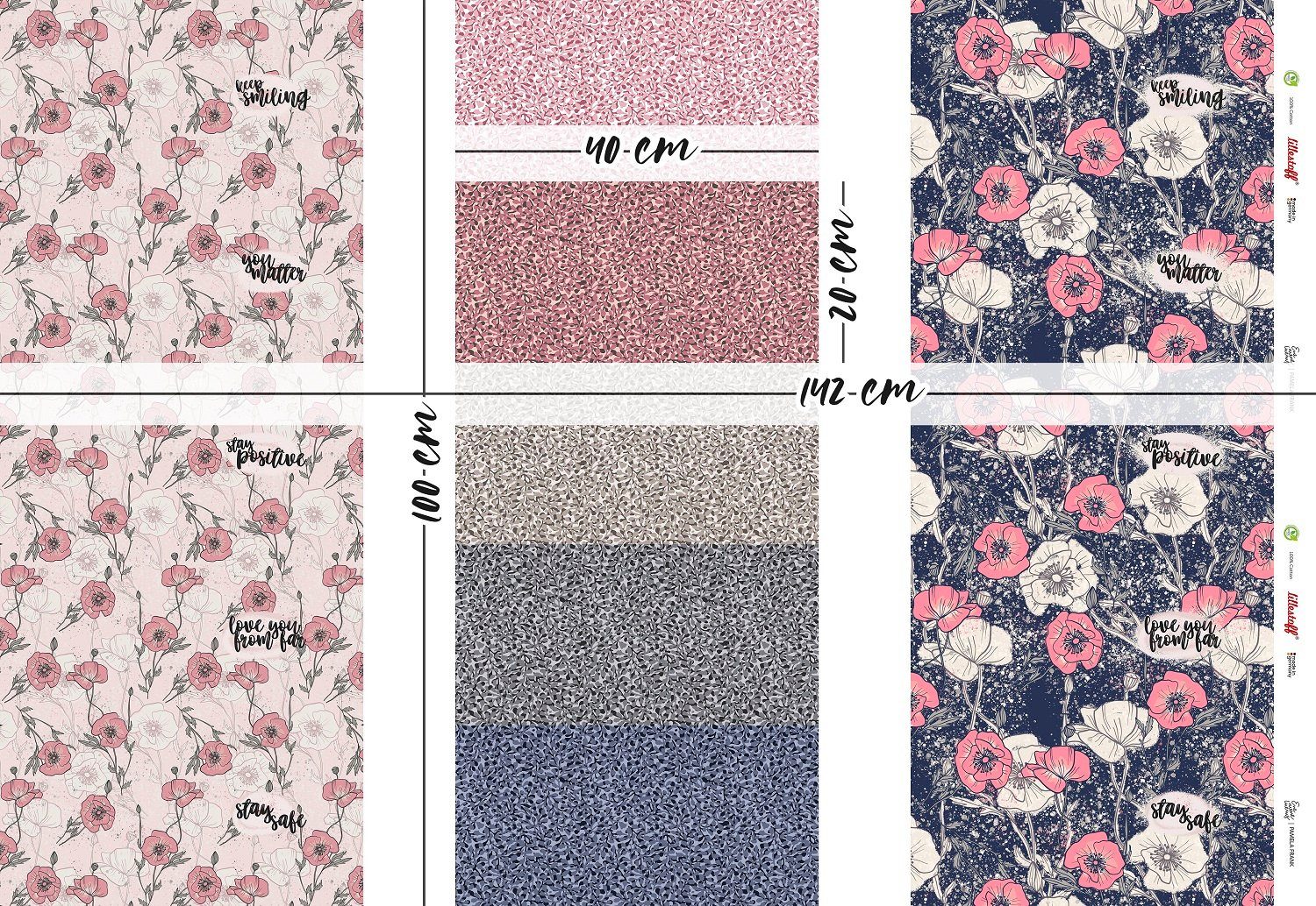 lillestoff Stoff Stoff Panel Bio Baumwollstoff Stay safe, Lillestoff Patchwork Kissen, Meterware, Panel, 100 cm x 140 cm