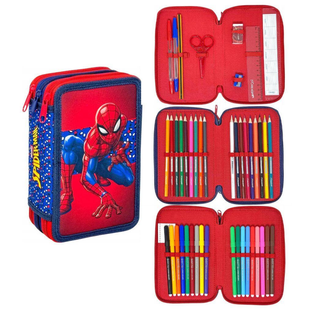 Spiderman Federmäppchen Spider-Man Federmäppchen gefüllt 44-teilig Kinder Set