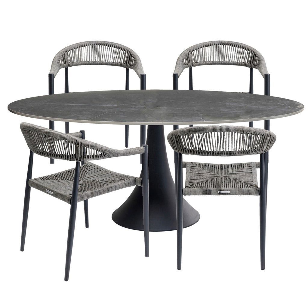 Kare Design Gartenlounge-Set Palma Possibilita, (5-tlg., 4 Stühle, 1 Esstisch)