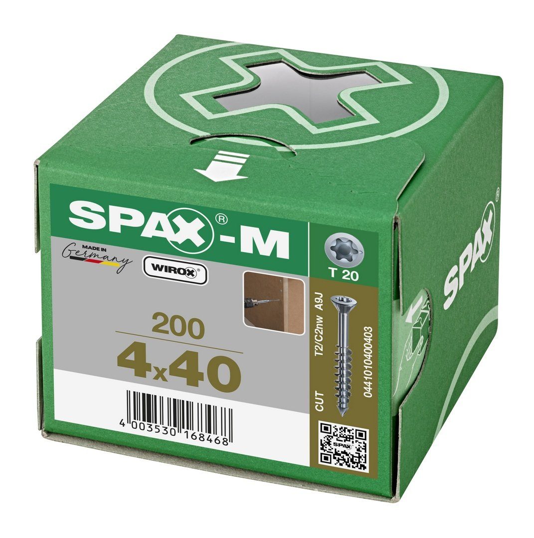SPAX Spanplattenschraube SPAX-M, St), weiß mm verzinkt, 4x40 200 (Stahl