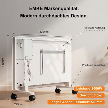 EMKE Elektro-Heizkörper 2000W Elektrisch Heizpaneel Elektro Heizkörper mit Überhitzungsschutz, WiFi-Steuerung,Kippschutz,Standgerät & Wandmontage Elektroheizung