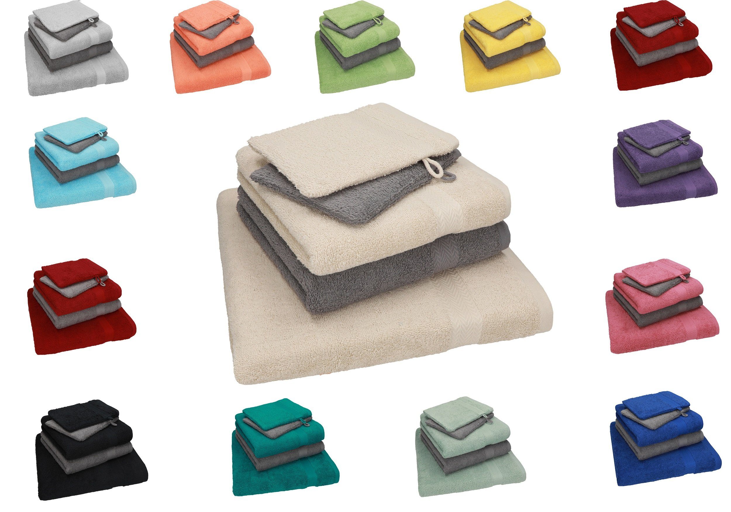 Duschtuch Set 100% Handtuch Single 5 Betz Baumwolle, (5-tlg) TLG. Waschhandschuhe, Handtücher Pack schwarz 2 Betz 2 Set Baumwolle Handtuch 1