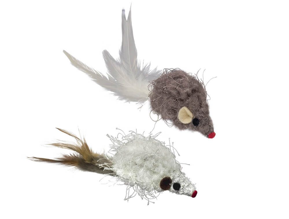 Nobby Tier-Beschäftigungsspielzeug Plüschmaus mit Rassel, mit Catnip, 8cm, 2St.