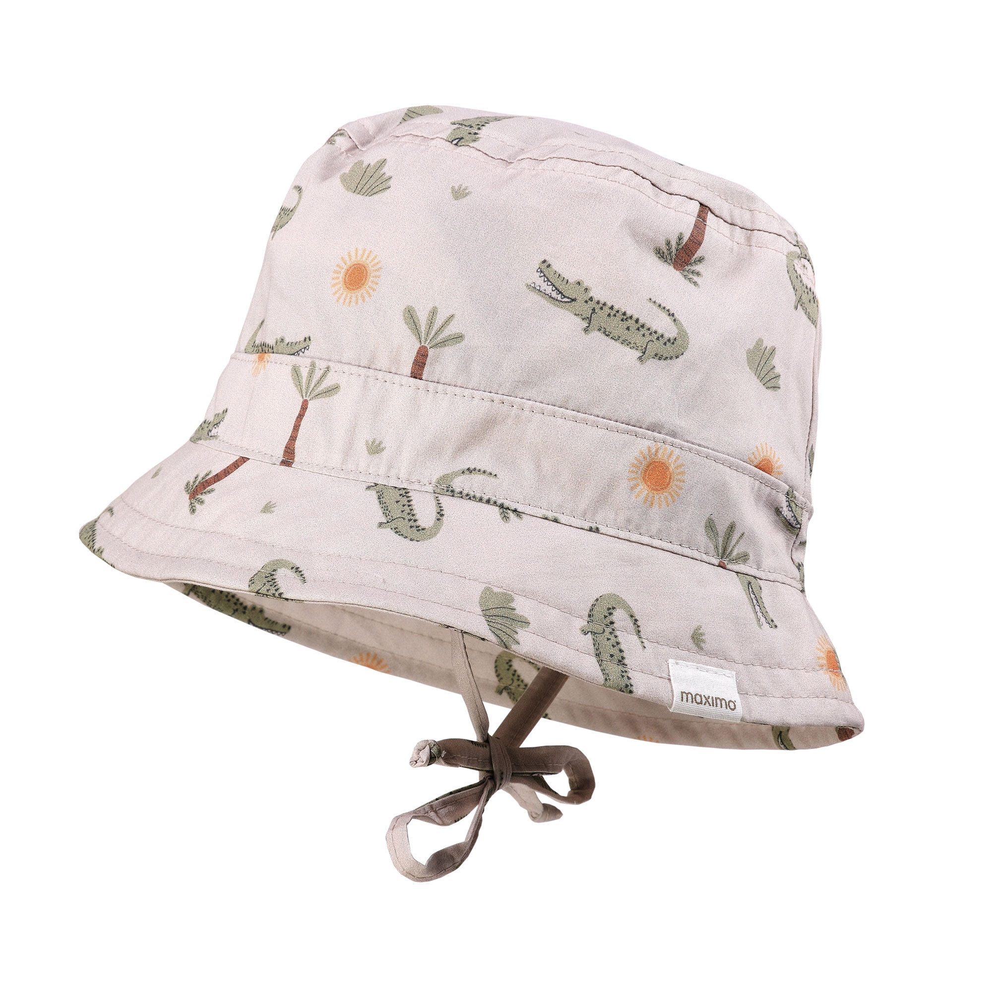 MAXIMO Fischerhut (1-St) grau, Krokodil-Motiv, Bindeband, Fischerhut, Jungen