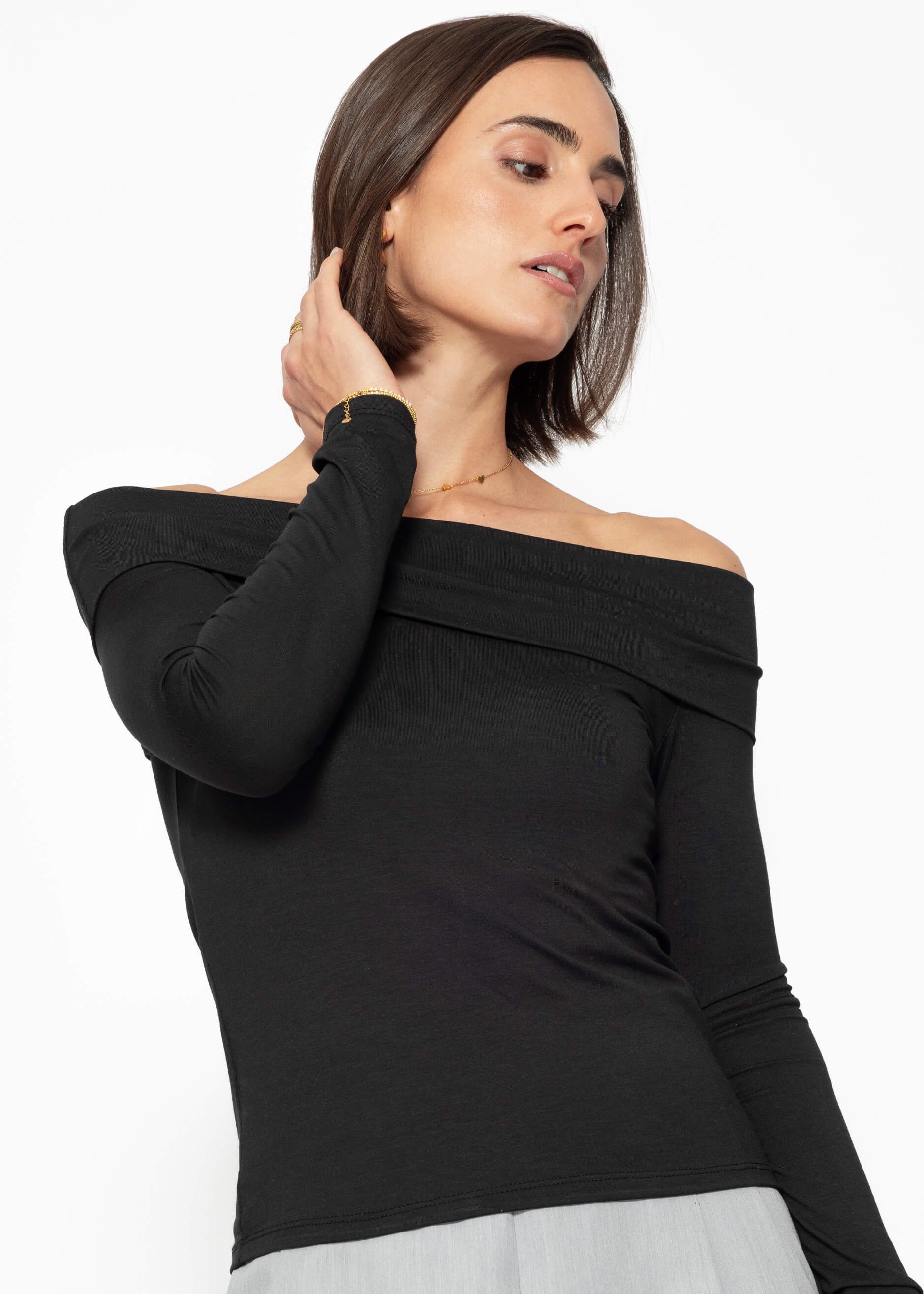 SASSYCLASSY Langarmshirt Langarmshirt Damen mit Carmen-Ausschnitt günstig online kaufen