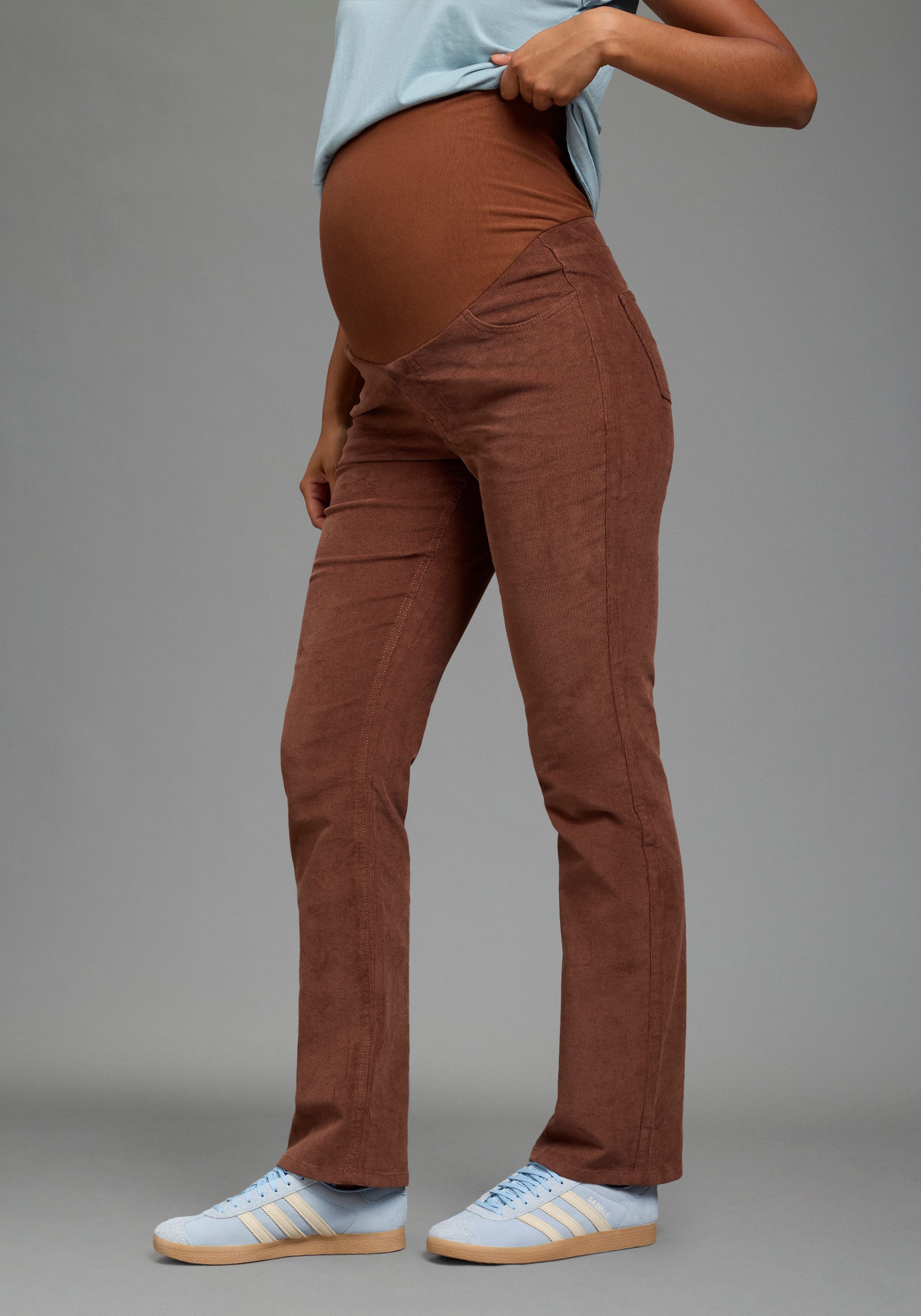Neun Monate Umstandshose Umstands-Cordhose gerades Bein, extrabreites Bündchen, elastisches Material