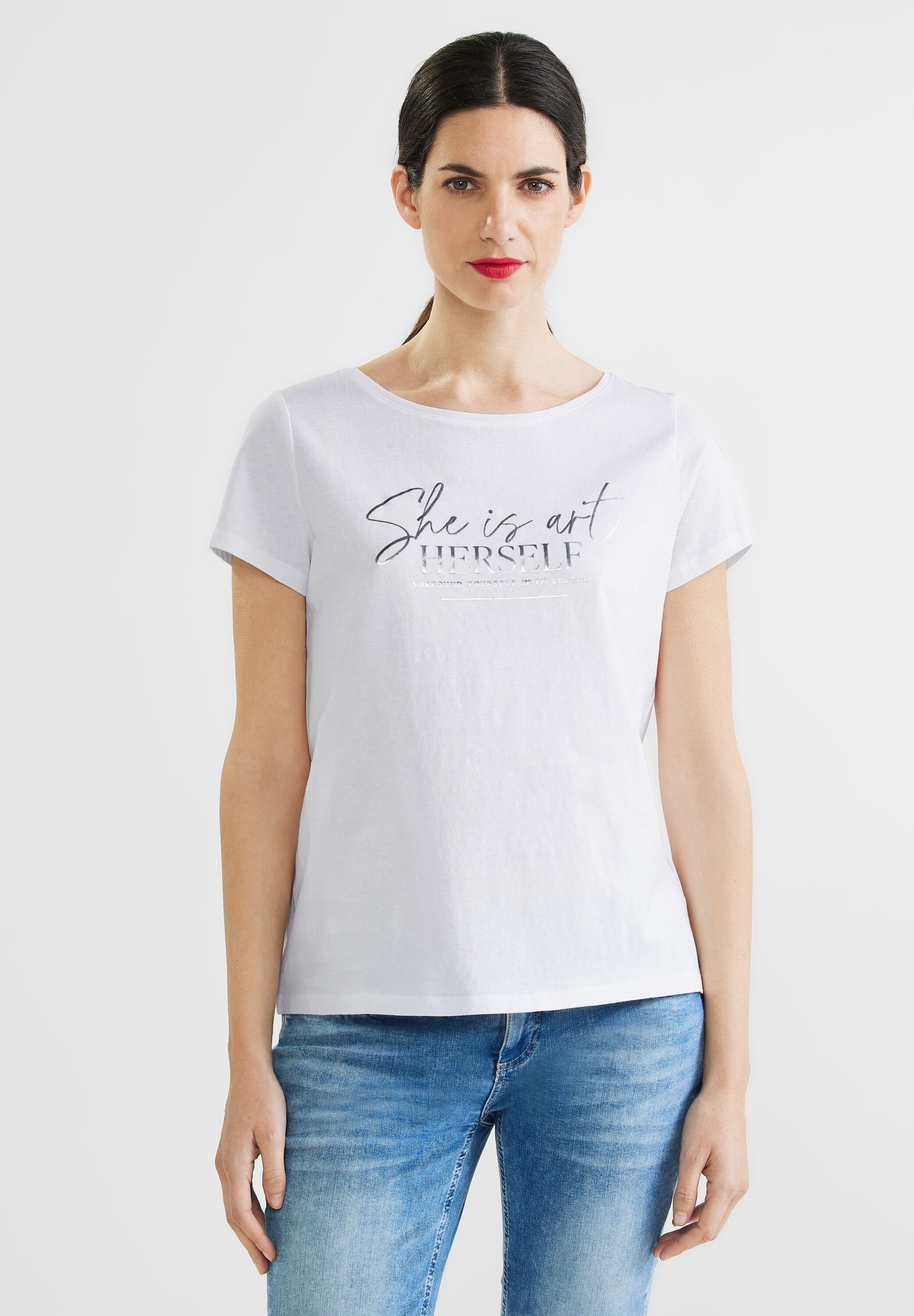 STREET ONE T-Shirt in Unifarbe White | T-Shirts