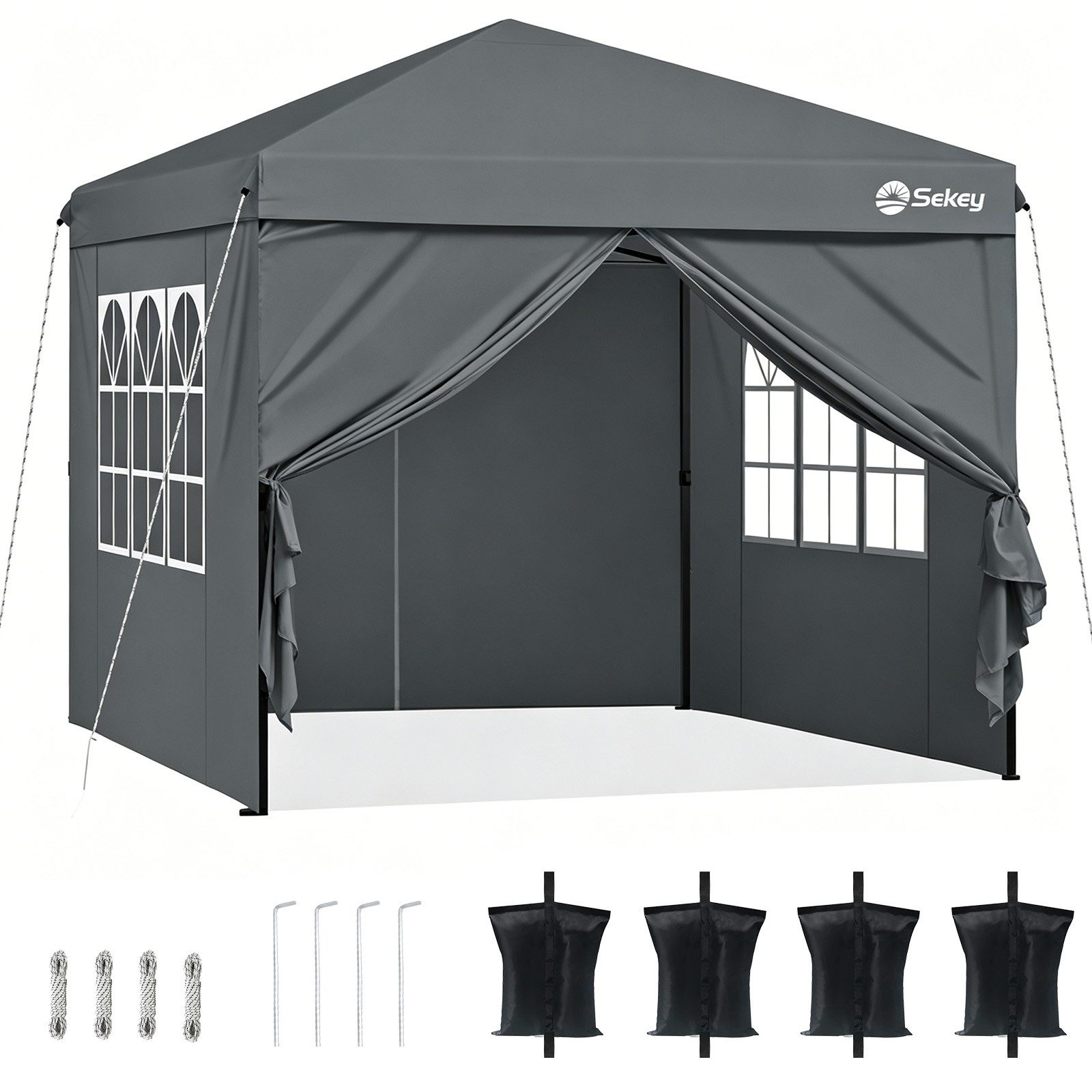 Sekey Faltpavillon 2x2/3x3/3x6 m, Gartenpavillon mit 4 Seitenteilen Partyzelt Wasserdicht, mit 4 Seitenteilen, Gartenpavillon 2 x 2 winterfest, für Garten Campi – Bild 2 von 5