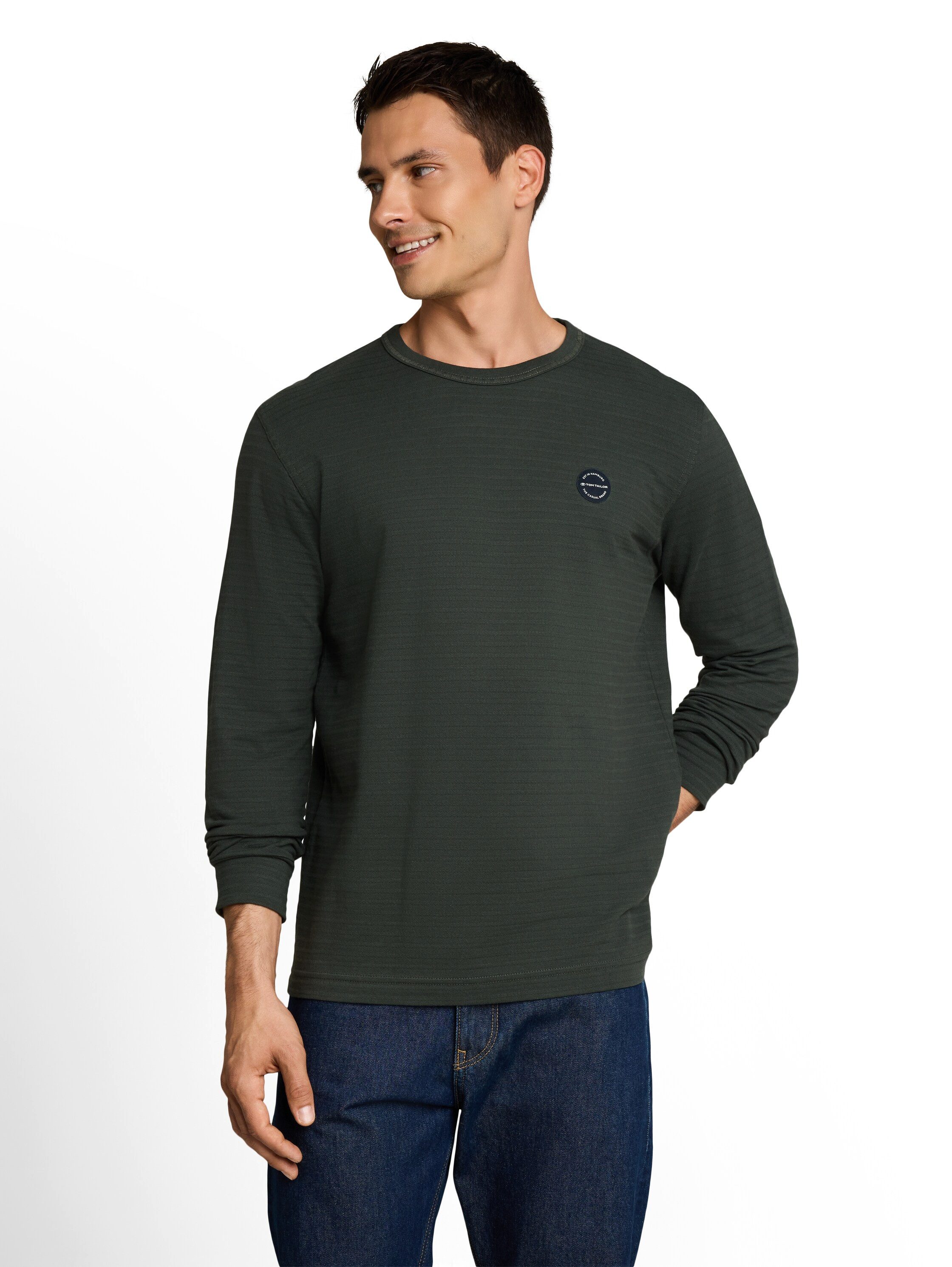 TOM TAILOR Langarmshirt Rundhals / mit feinen Streifen