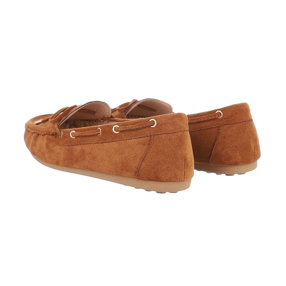 Ital-Design Damen Mokassins Freizeit Slipper (85743924) Flach Mokassins in Camel