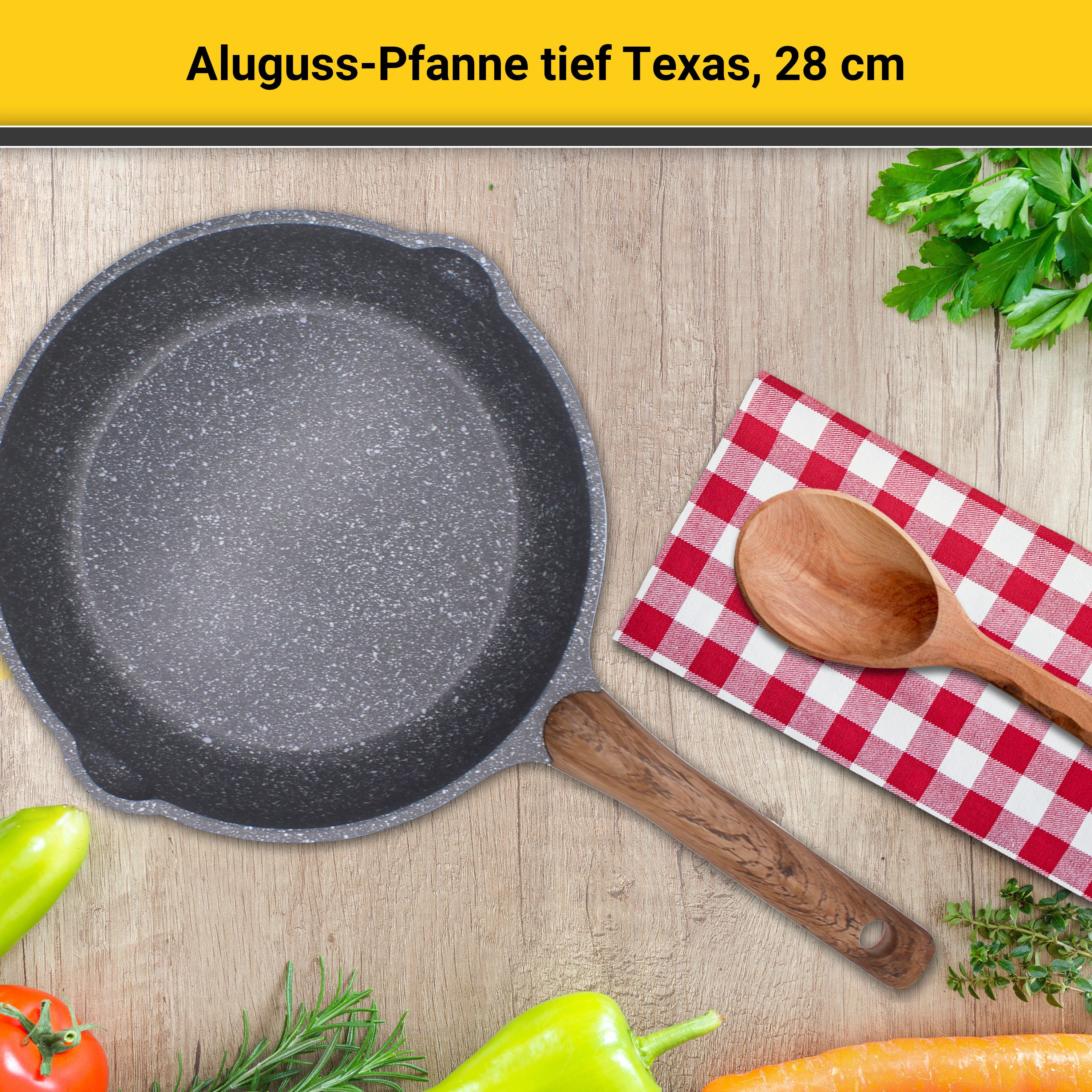 Krüger Bratpfanne Aluguss Pfanne tief Texas, 28 cm, Aluminiumguss (1-tlg), für Induktions-Kochfelder geeignet