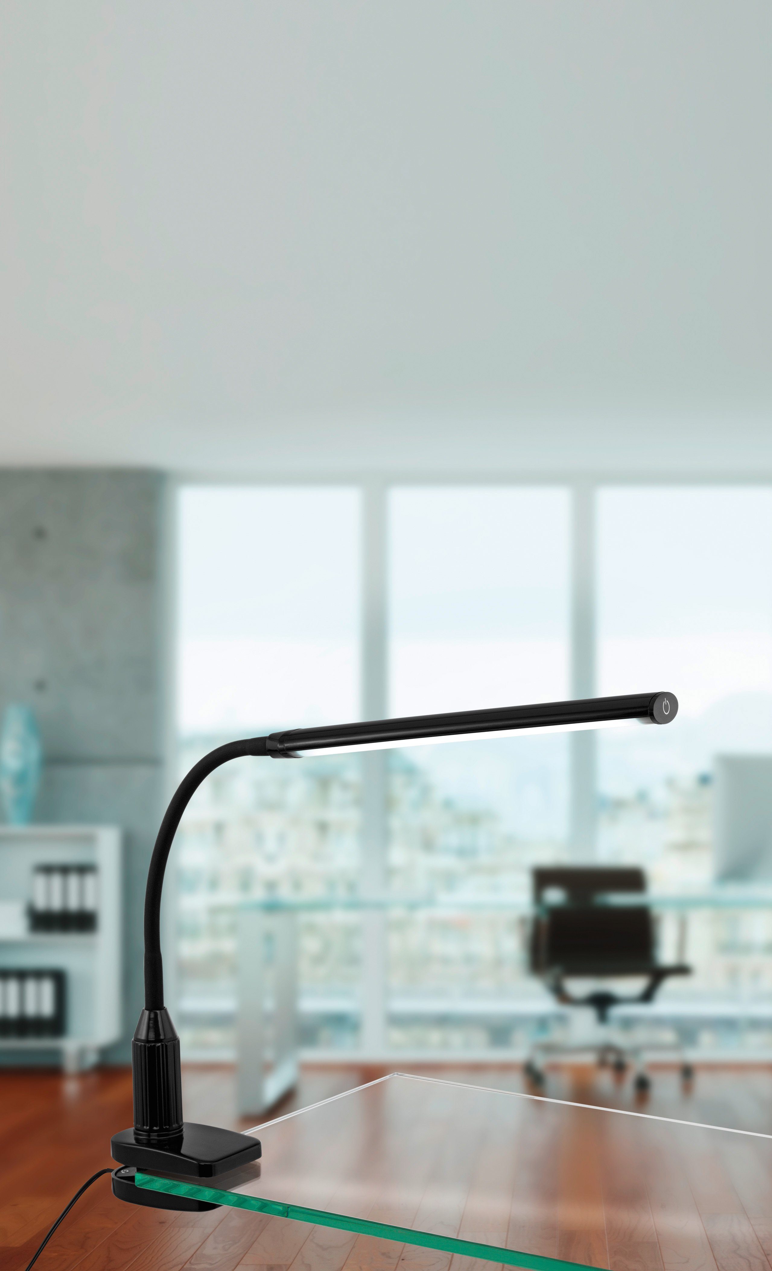 EGLO Klemmleuchte LAROA Tischlampe, schwarz, Touchsensor, günstig online kaufen