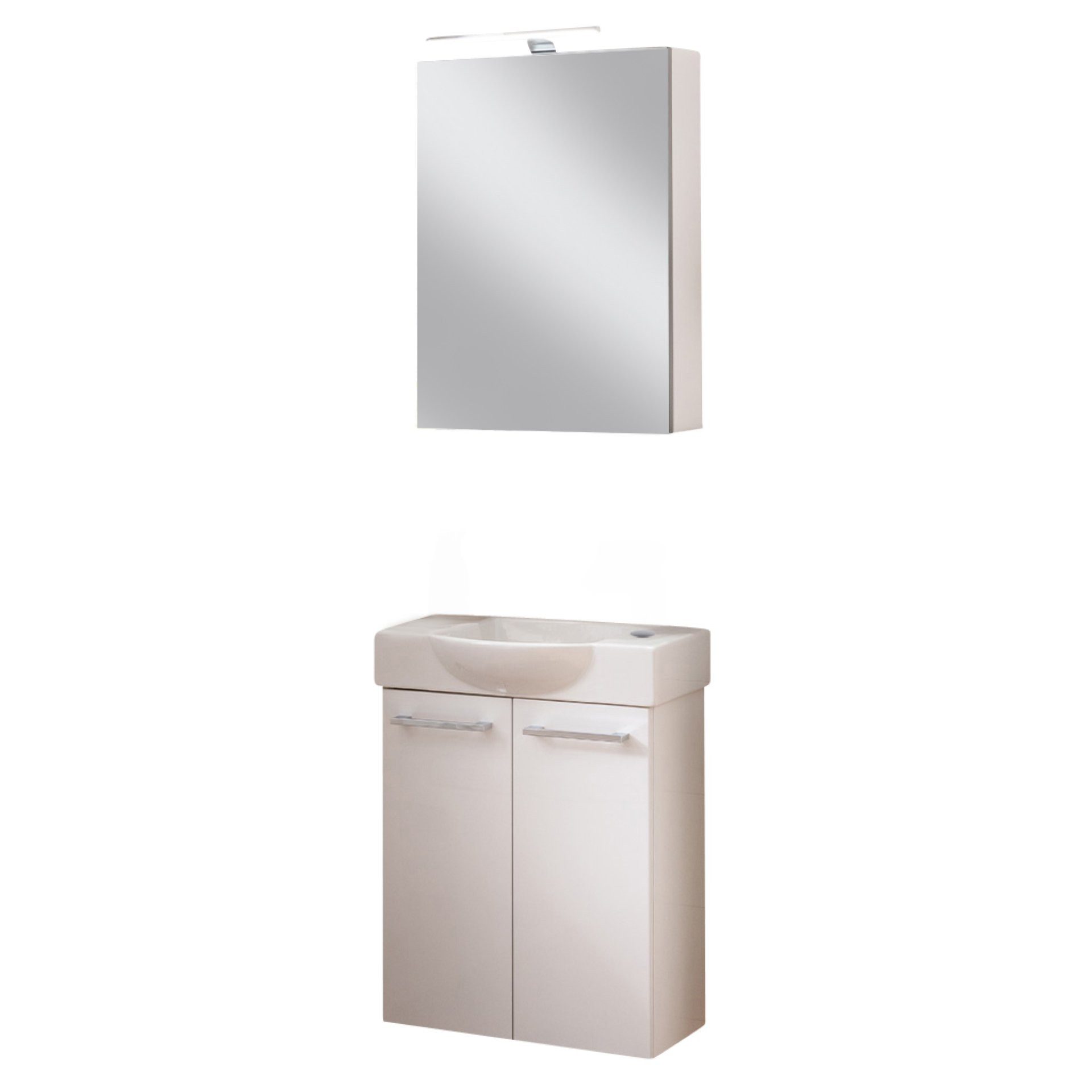 Badmöbel-Set Badmöbel-Set, Waschtisch mit Spiegelschrank, Gäste WC Möbelset