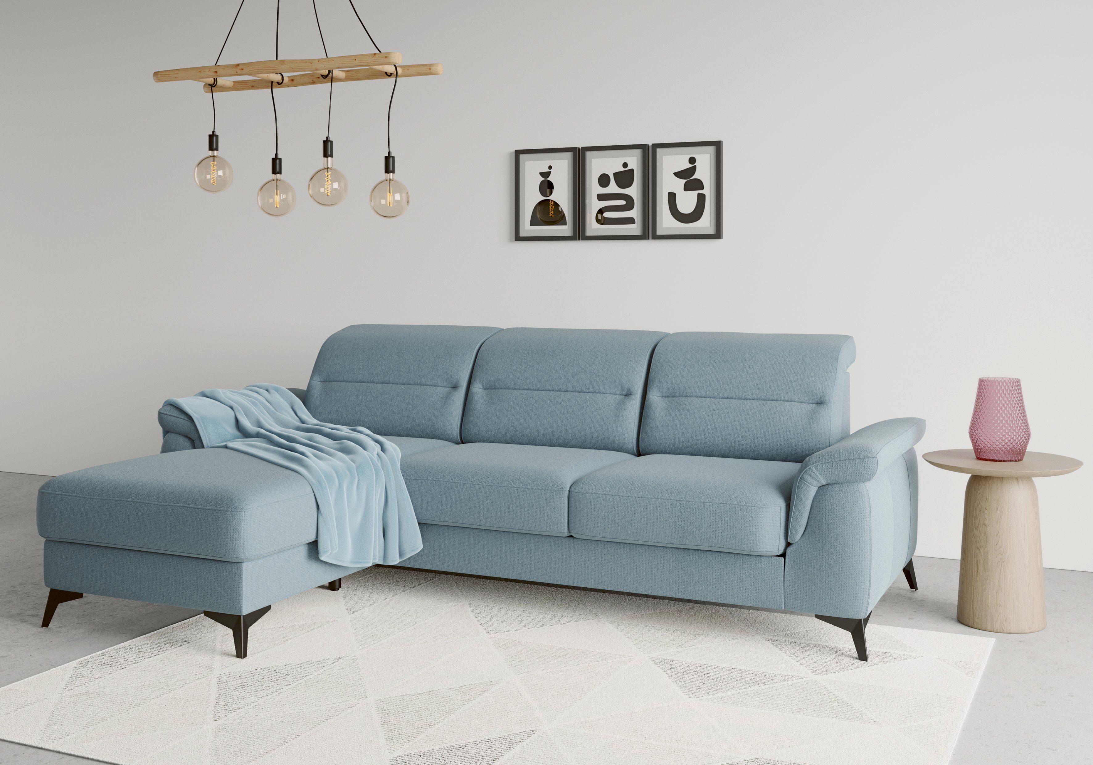 Kopfteilverstellung mit Recamiere, optional und Sinatra, mit Armteilfunktion Ecksofa sit&more