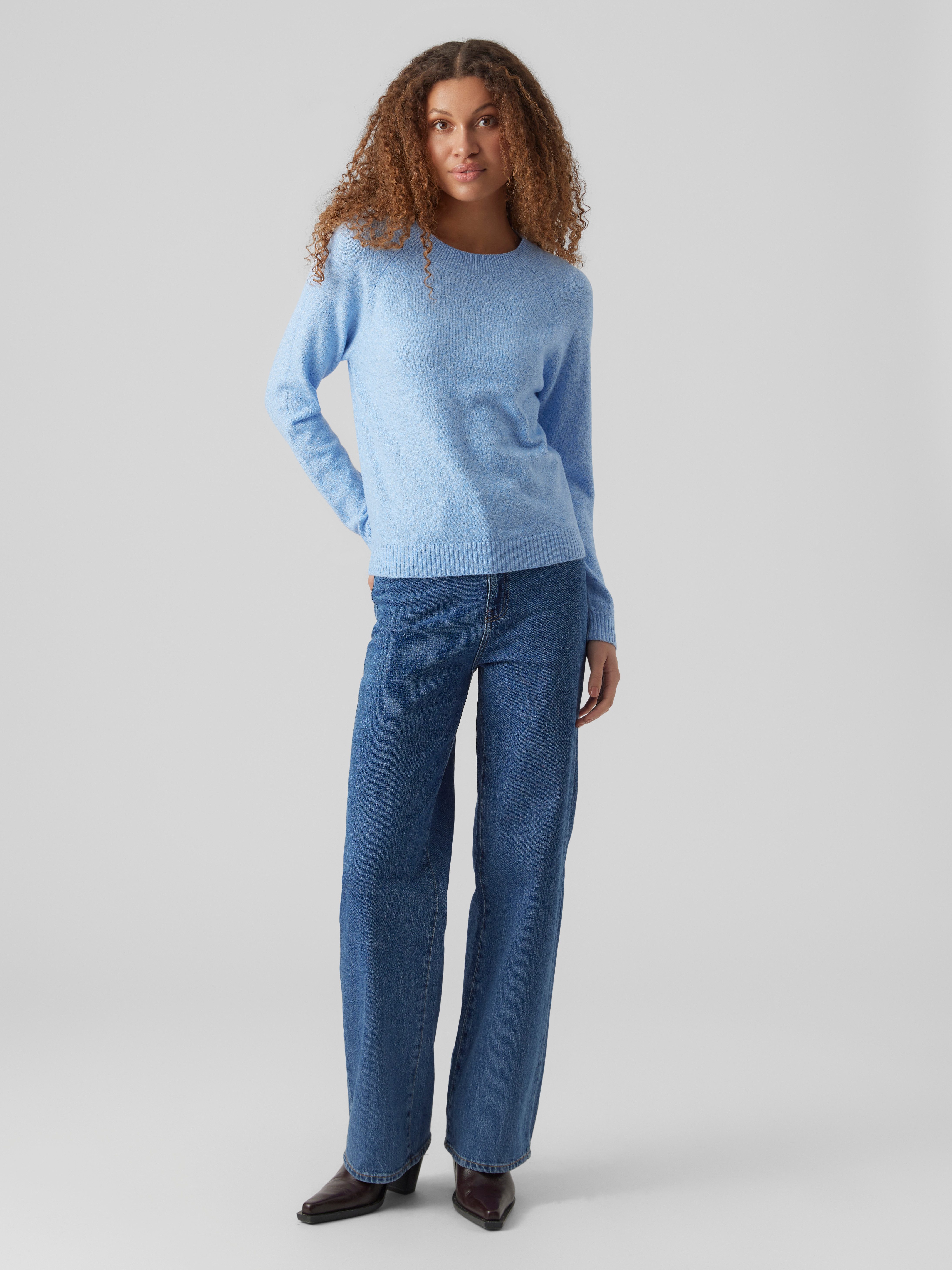 Vero Moda Rundhalspullover VMDOFFY LS O-NECK BLOUSE GA NOOS Materialmix, regular fit