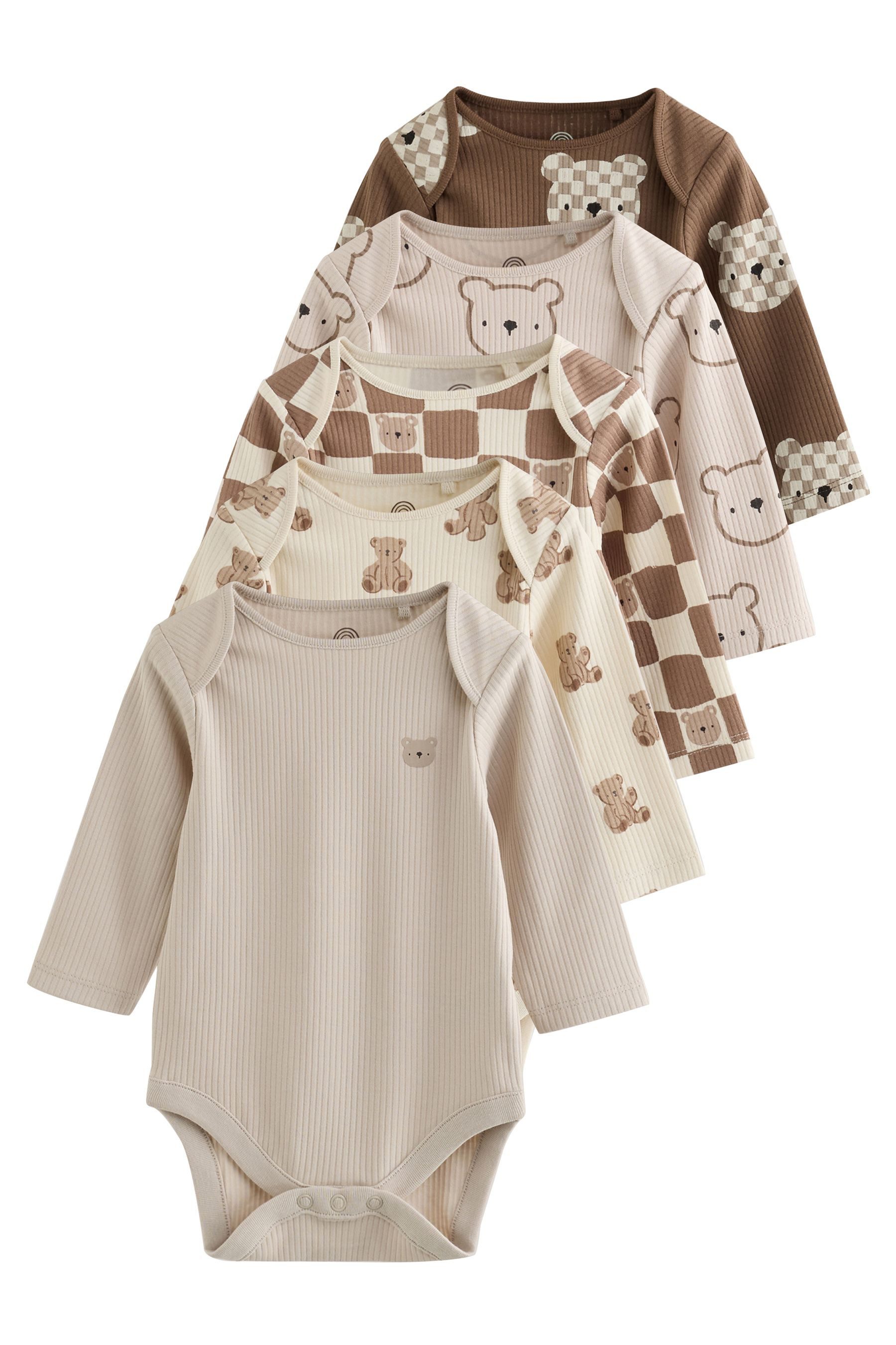 Next Langarmbody Langärmelige Babybodys im 5er-Pack (5-tlg)
