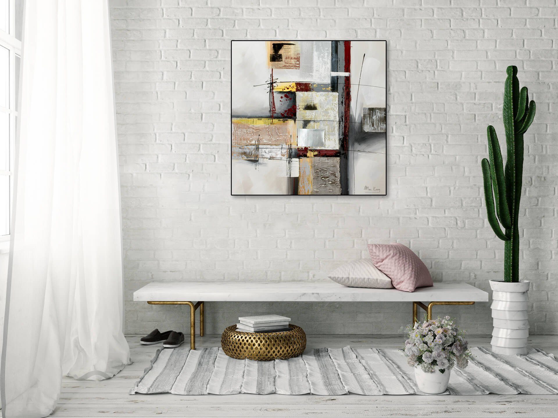 KUNSTLOFT Gemälde Endlose 100% Wohnzimmer cm, HANDGEMALT Wandbild 80x80 Zeitreise Leinwandbild
