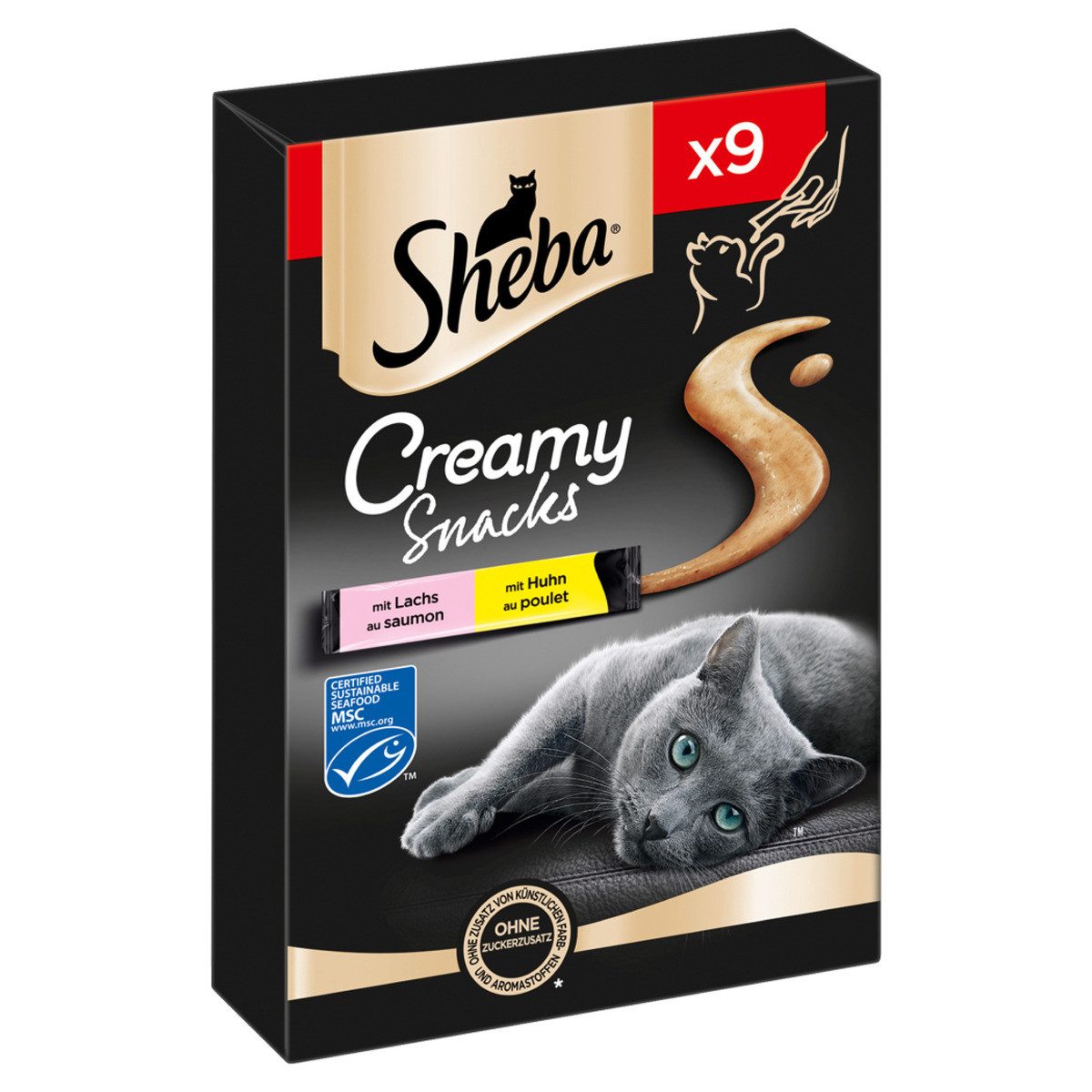 Sheba SHEBA® Beutel Creamy Snacks mit Huhn und Lachs 9 x 12g, Snack für: Katze von Sheba