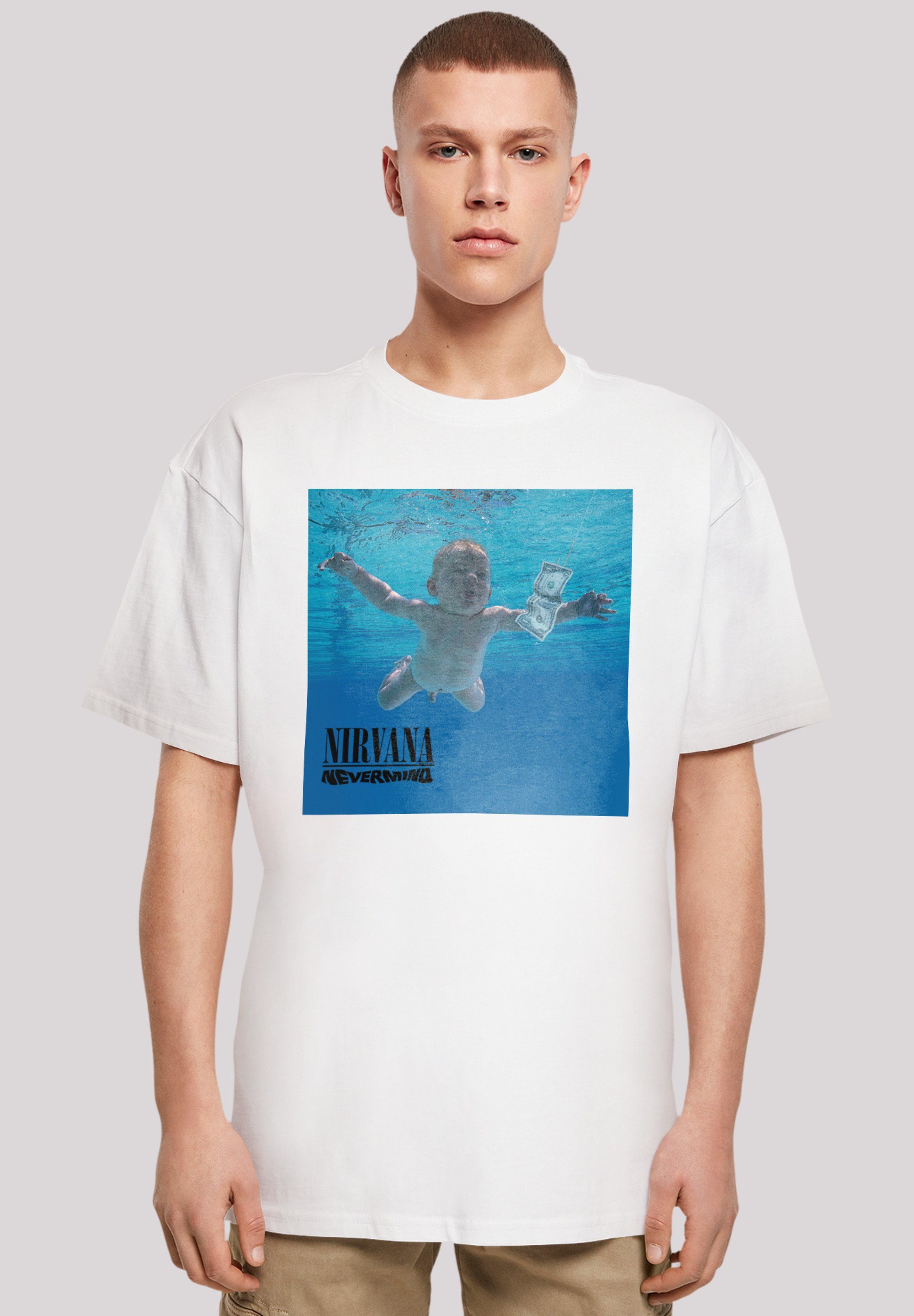 F4NT4STIC T-Shirt Nirvana Rock Band Nevermind Album Premium Qualität weiß