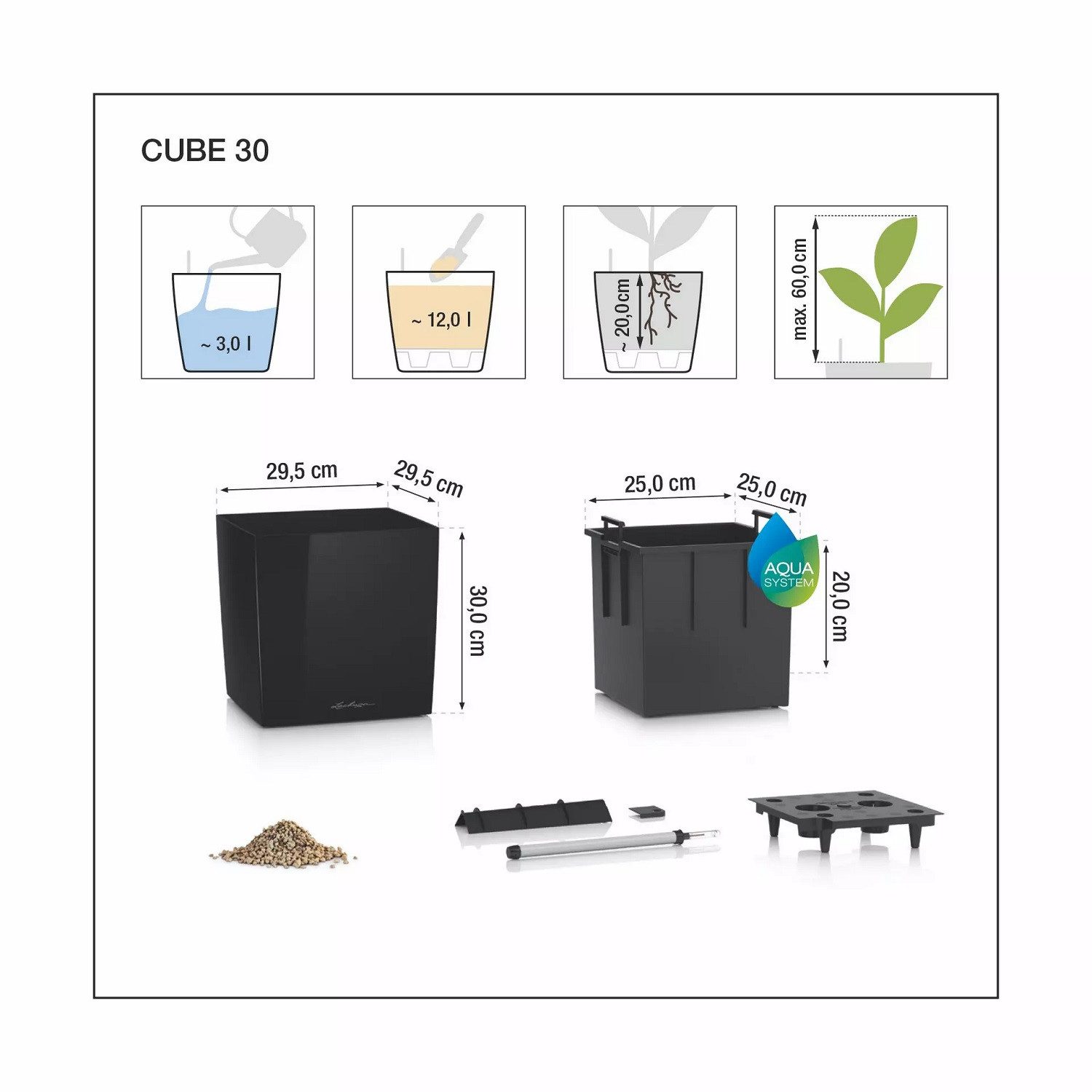 Lechuza® Blumentopf CUBE Color 40, sandbraun