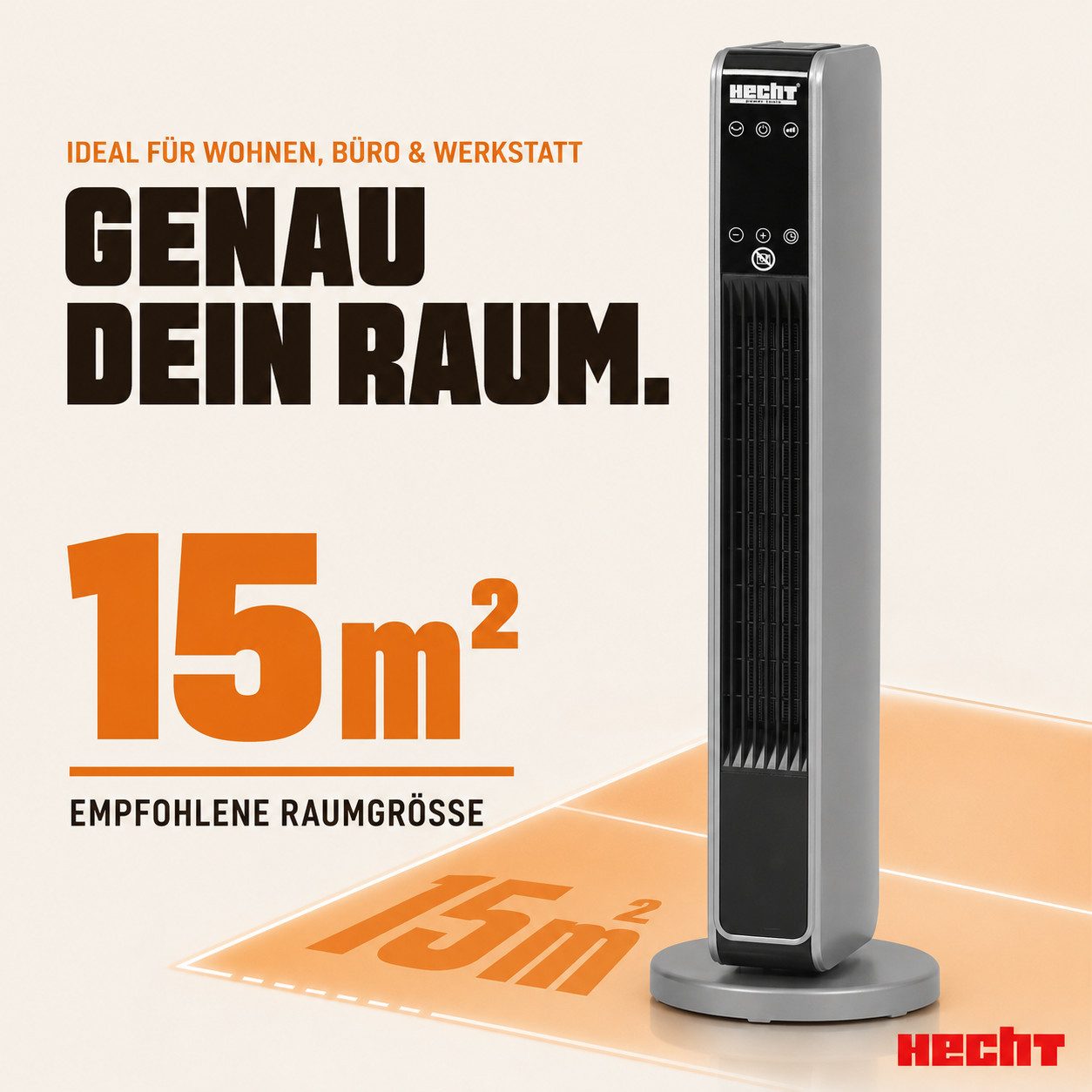 Hecht Heizlüfter 2in1 Ventilator Keramik energiesparend, leise, 2200 W, 10 bis 49 °C, Fernbedienung, Timer – Bild 5 von 5