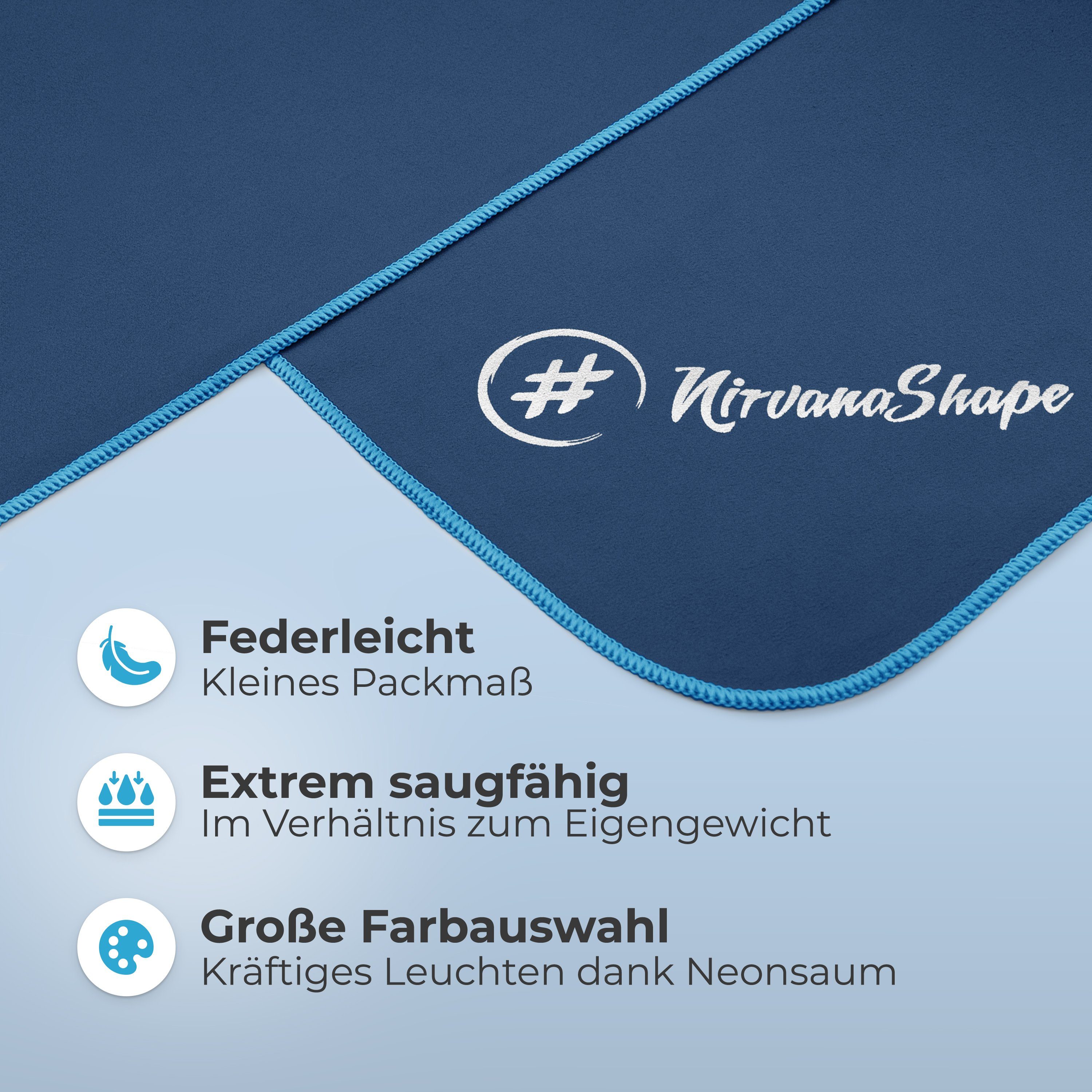 NirvanaShape Sporthandtuch Mikrofaser Handtuch, Badehandtuch, Reisehandtuch, Sporthandtuch, saugfähig, leicht, schnelltrocknend, für Reisen, Fitness, Yoga, Sauna