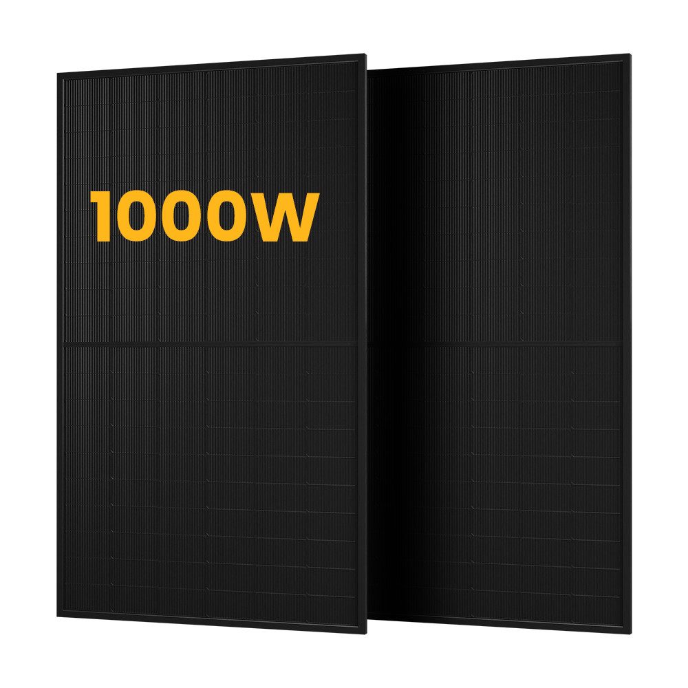 POWERNESS Balkonkraftwerk SunPro 500Wp Full Black Bifaziale Solarmodule, (Photovoltaik Glas-Glas, 2-St), Stecksystem: MC4-kompatible Stecker