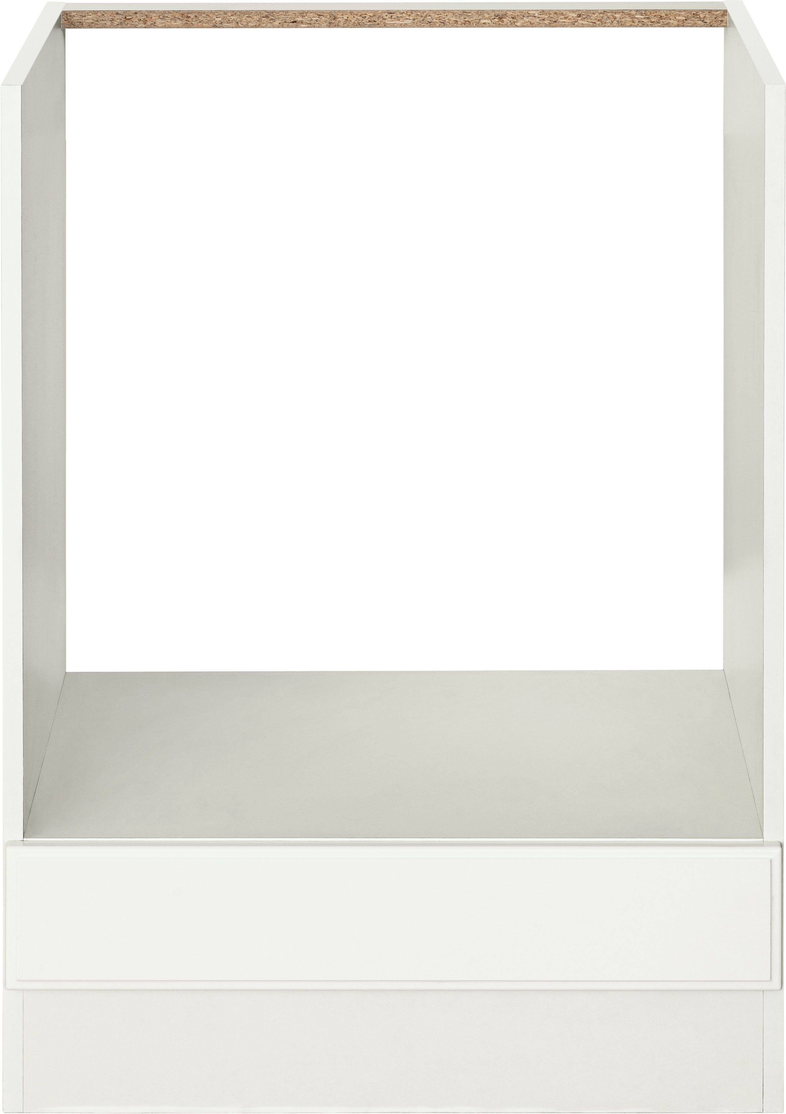 | 60 Weiß/Weiß Weiß Küchen mit Herdumbauschrank wiho Arbeitsplatte Kassettenfront, cm breit Erla ohne