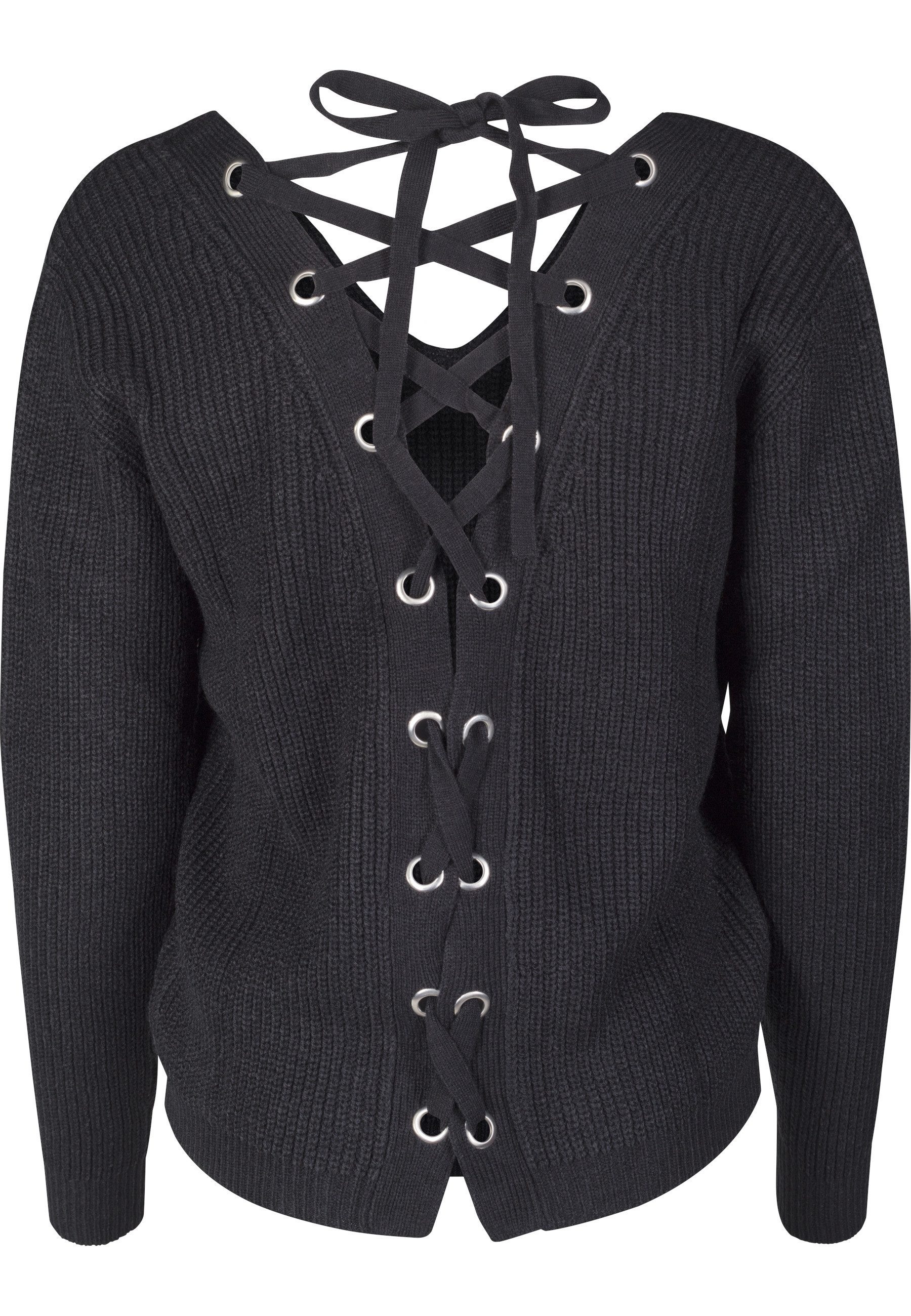 URBAN CLASSICS Rundhalspullover Urban Classics Damen Ladies Back Lace Up Sweater (1-tlg)