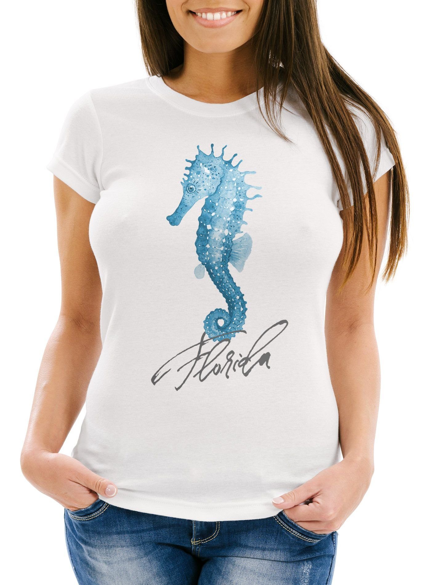 Neverless Print-Shirt Cooles Damen T-Shirt Flamingo günstig online kaufen