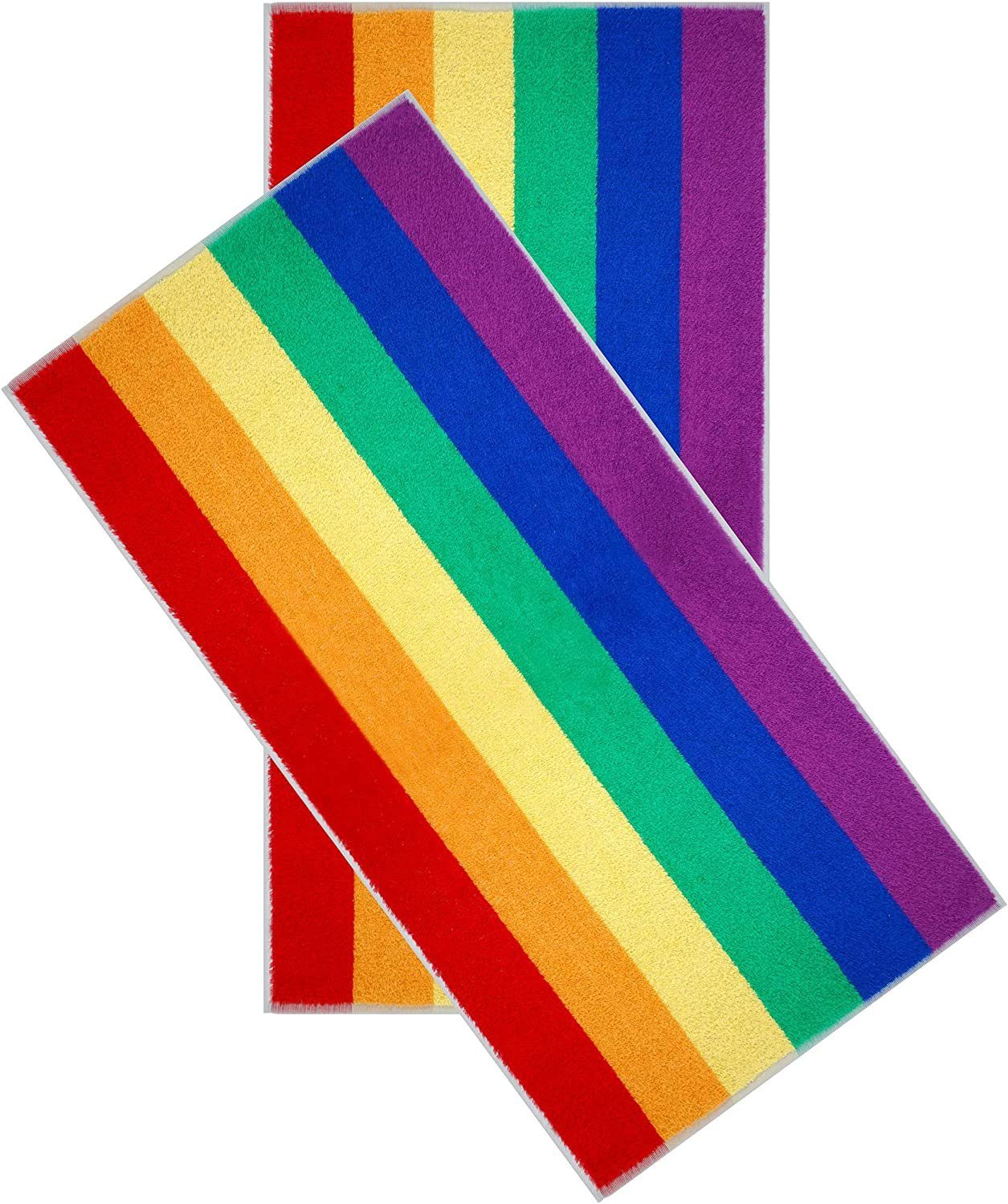 Lashuma Handtücher Regenbogen, Frottee (2-St), buntes cm mit Streifen 50x100 Handtuchset Frottee