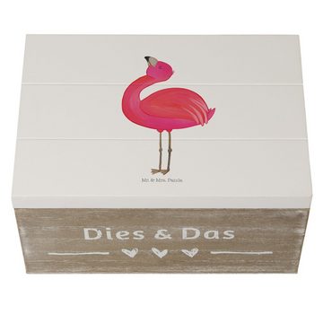 Mr. & Mrs. Panda Dekokiste 22 x 15 cm Flamingo Stolz - Weiß - Geschenk, Geschenkdose, Selbstlieb (1 St), Stilvolles Design