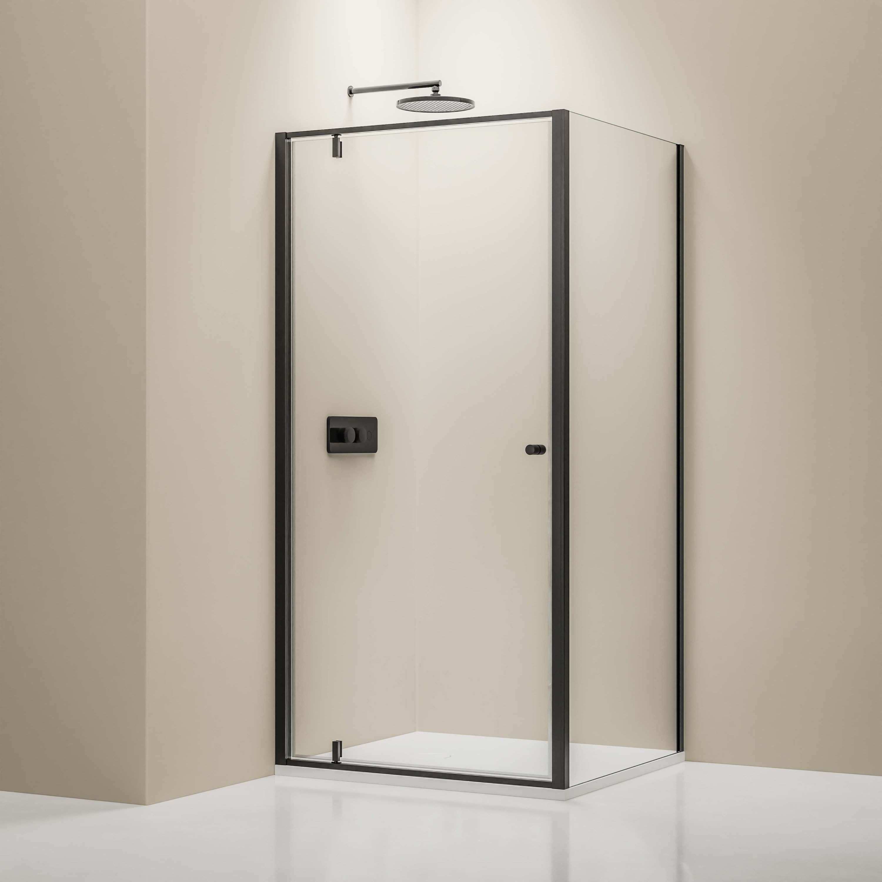 Bernstein Eckdusche NT604 FLEX 80x80 cm Schwarz, BxT: 80x80 cm, ESG Sicherheitsglas 6mm, Eckdusche Drehtür 80x80 Schwarz matt 6mm Nano