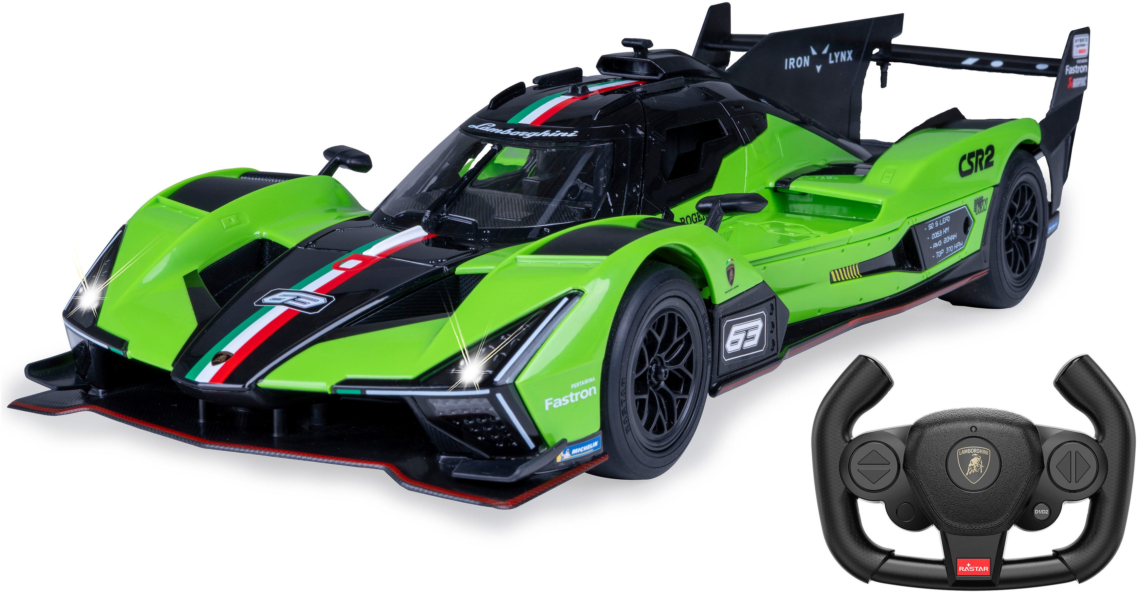 Jamara RC-Auto Lamborghini SC63 LMDH 1:14 grün 2,4GHz, mit LED Licht