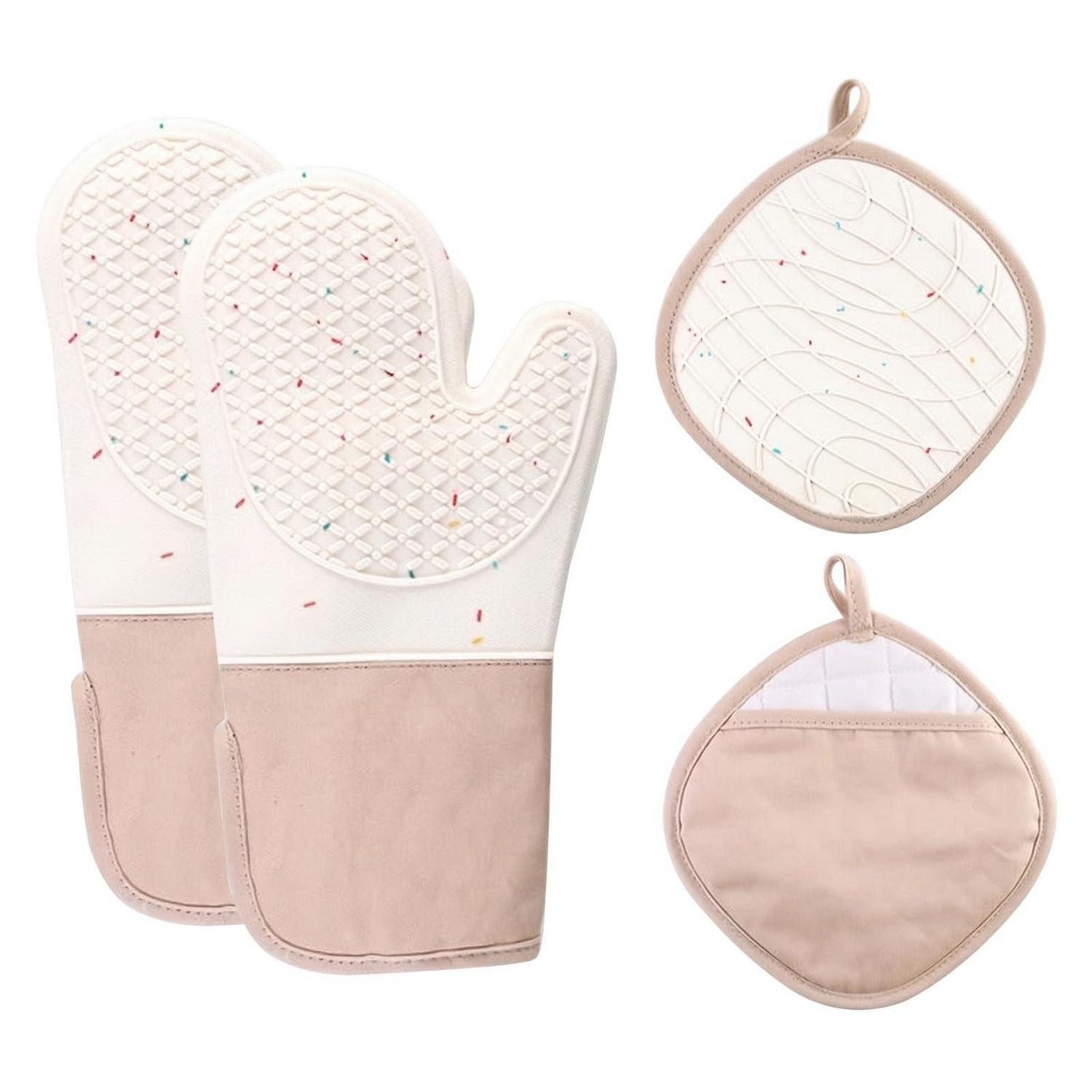 LuxusKollektion Topfhandschuhe Ofenhandschuhe Topfhandschuhe Silikon Hitzebeständig Set