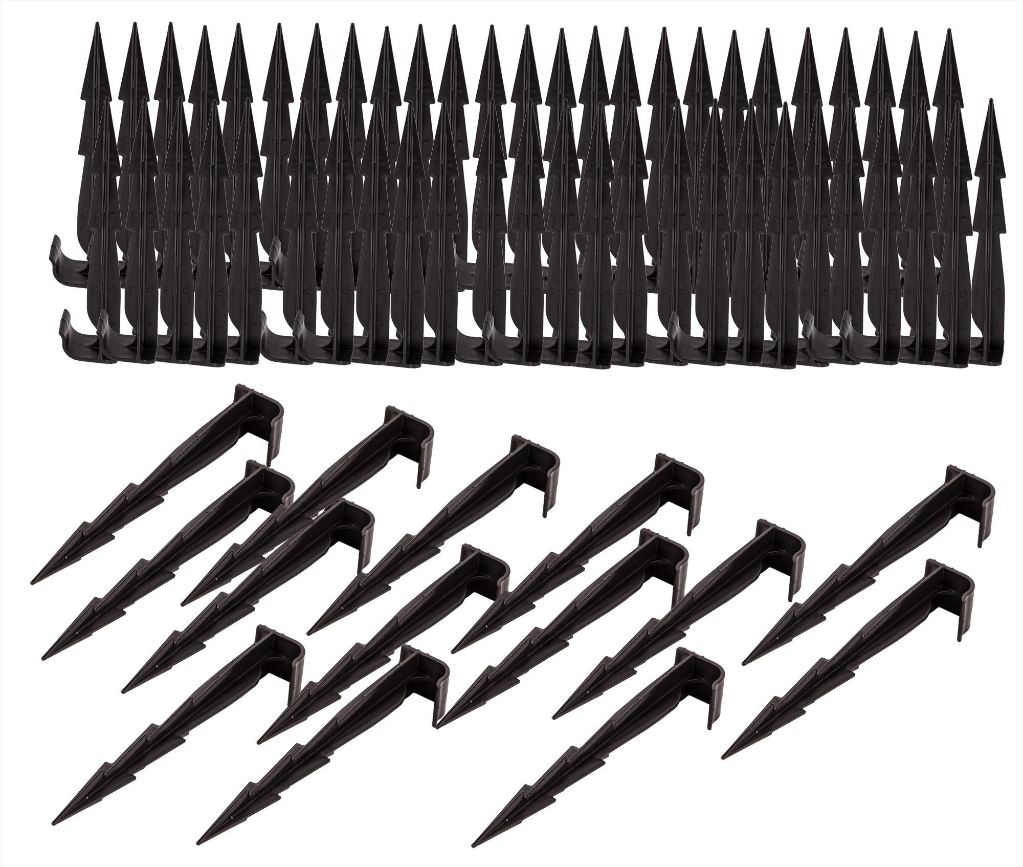 BigDean Bodenanker für Bewässerung 16 cm - 2 Widerhaken für starken Halt, für Gartenschlauch, Tropfschlauch, Sprühschlauch, Zum in die Erde Drücken, (Packung, 100-St., 100 Erdnägel), 2 Widerhaken, UV-Beständig, Stabil, Verrottungsfest