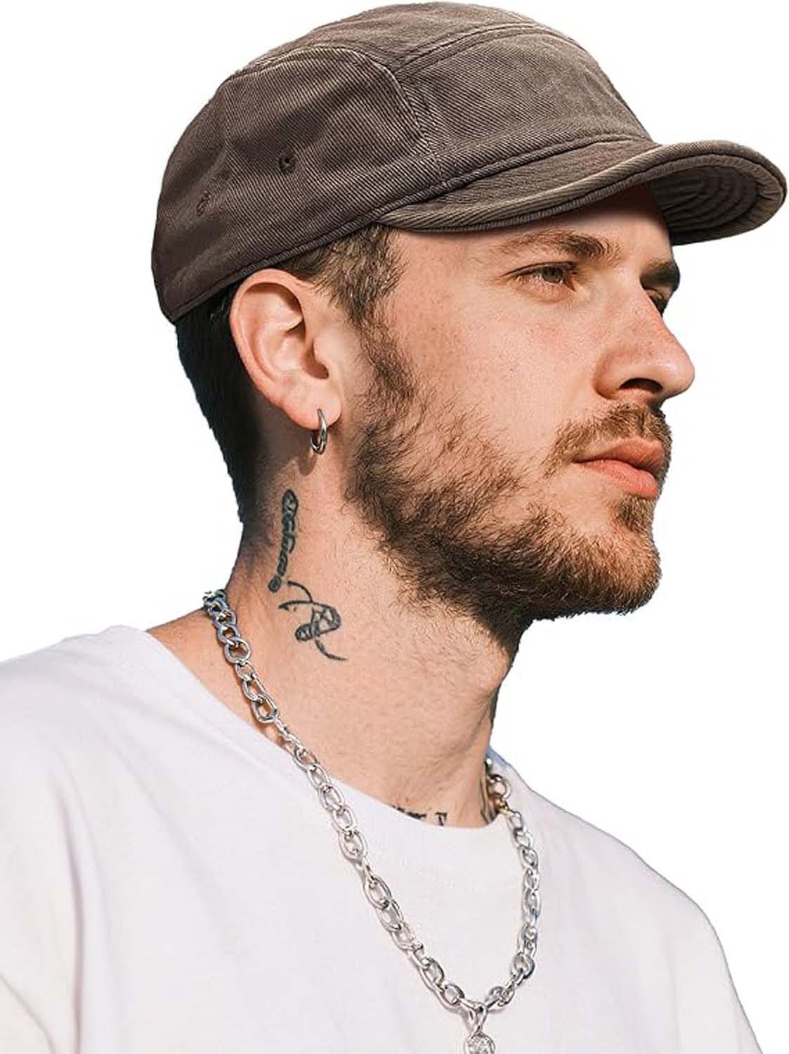 nsihing Baseball Cap 5-Panel-Cap mit kurzem Schirm – Hip-Hop-Caps mit flachem Schirm