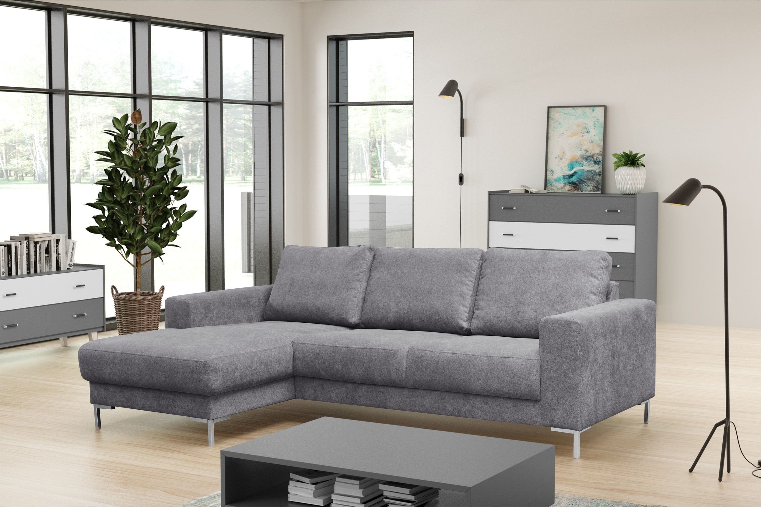 Küchen-Preisbombe Sofa »Modernes Sofa Couch Ecksofa Eckcouch Wohnlandschaft  in hellgrau SILVIO OT L II«, Sofa in L-Form online kaufen | OTTO