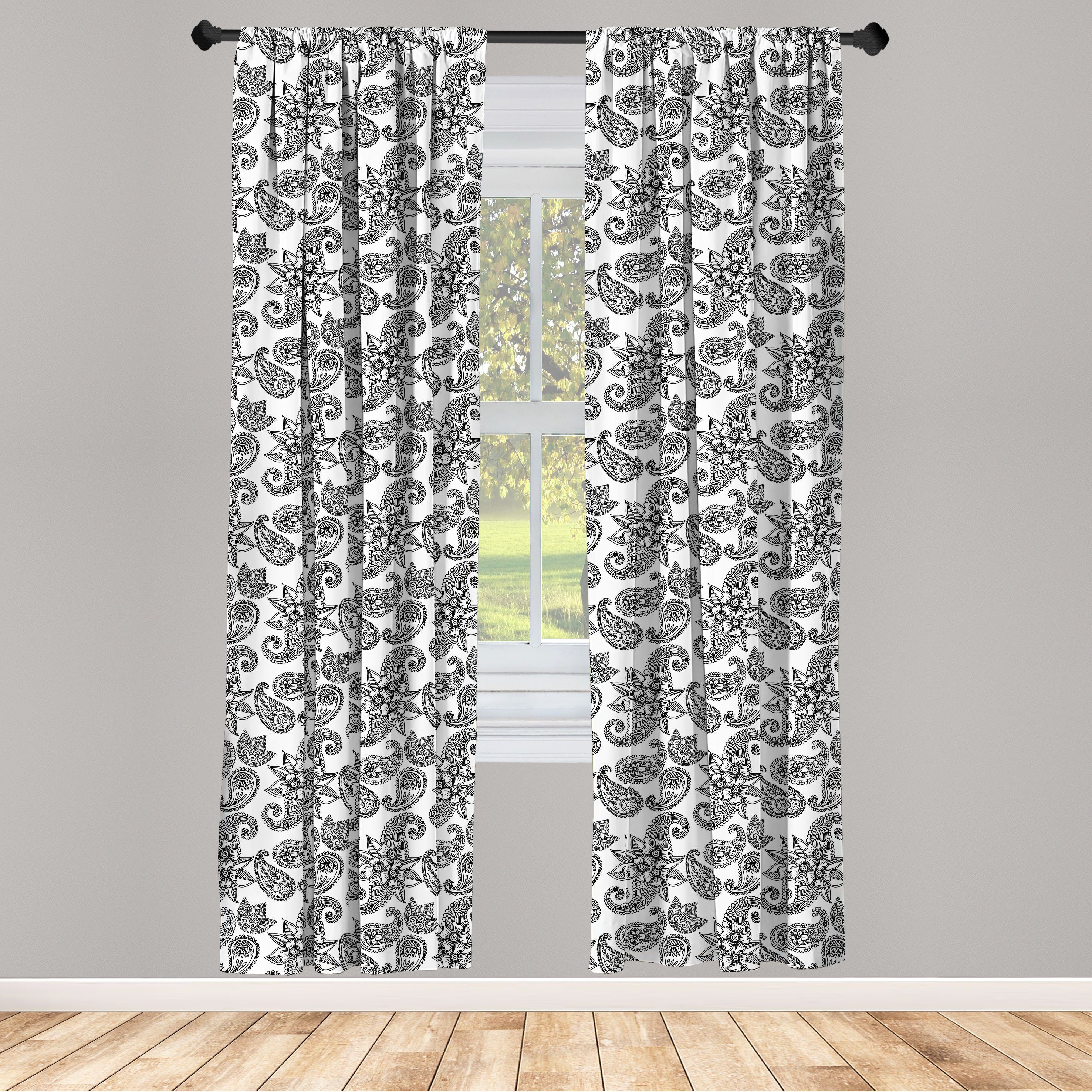 Gardine Vorhang für Wohnzimmer Schlafzimmer Dekor, Abakuhaus, Microfaser, Ethnisch Paisley Inspired Wiederholung
