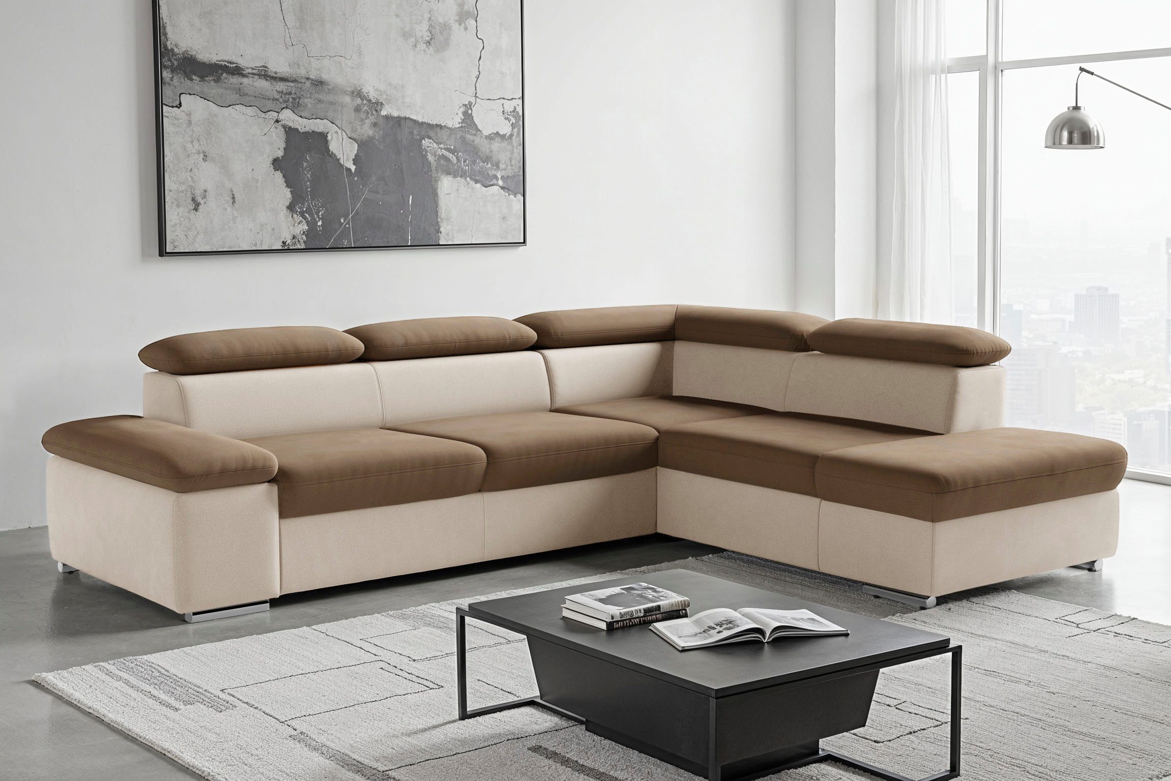 sit&more Ecksofa Valentine L-Form, B: 272 cm, mit Arm- & Kopfteilverstellung, optional mit Bettfunktion
