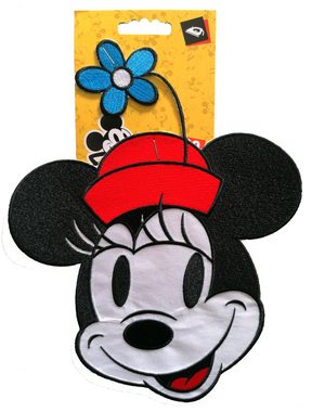 Disney Aufnäher Bügelbild, Aufbügler, Applikationen, Patches, Flicken, zum aufbügeln, Polyester, Minnie Mouse 90 Jahre XL - Größe: 18,0 x 23,0 cm