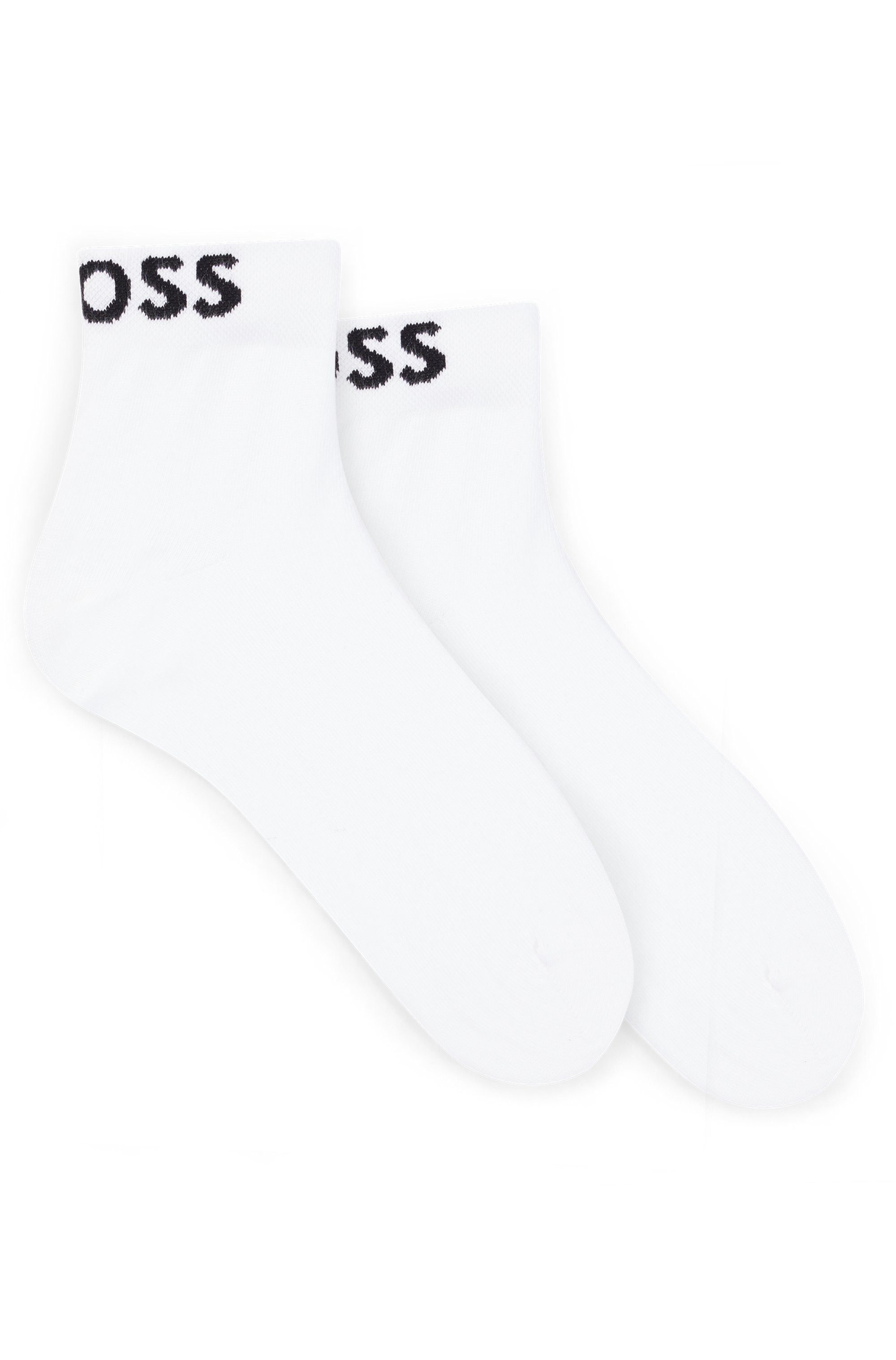 BOSS Freizeitsocken 2P SH Logo CC W (Packung, 2-Paar, 2er) mit eingestricktem BOSS Logoschriftzug