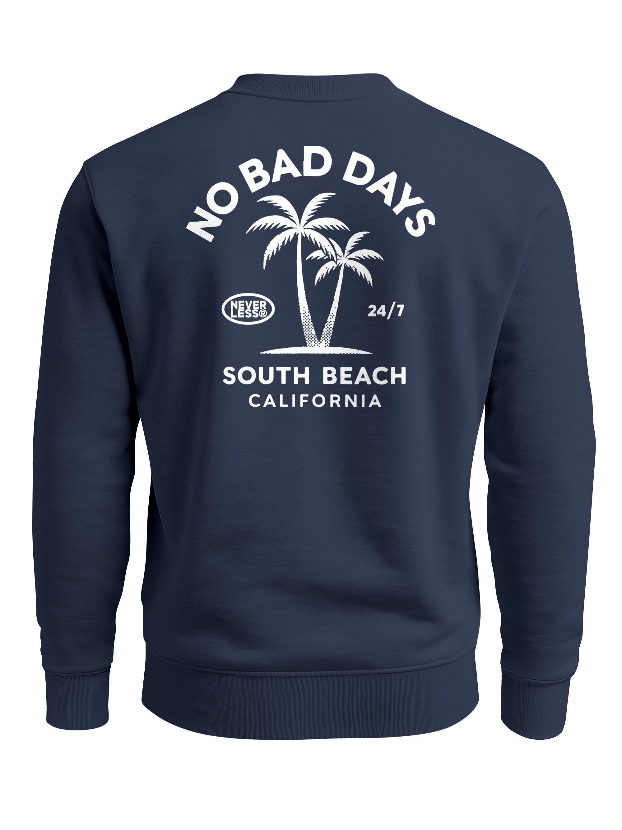 Sweatshirt Sweatshirt Herren Pullover mit Backprint Palmenmotiv South Beach