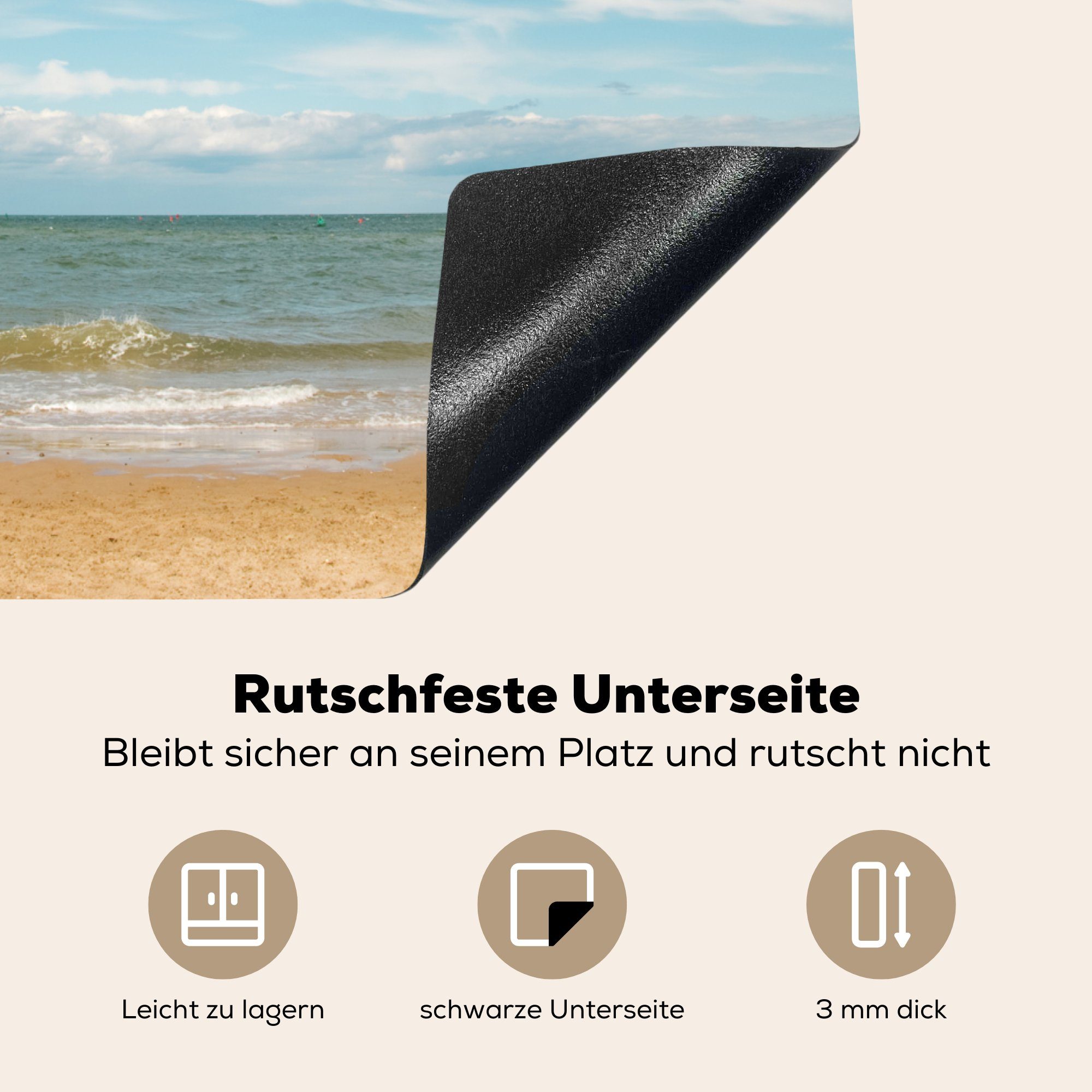 cm, küche, Sommer Vinyl, die Induktionsmatte MuchoWow - (1 59x52 Strand tlg), Wolken, Herdblende-/Abdeckplatte - Ceranfeldabdeckung für