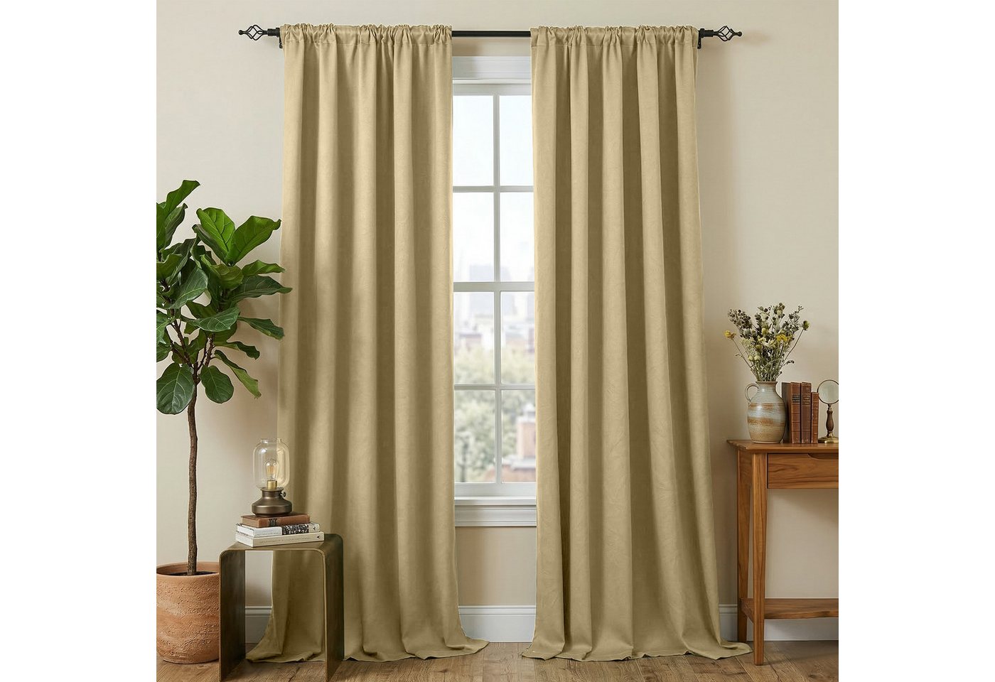 Lapamax Verdunkelungsvorhang Blumenvorhang Kräuselband Blickdicht Vorhang, Thermo Hitzeschutz (2 St), Multifunktionsband, verdunkelnd, Polyester, für Wohnzimmer, Schlafzimmer