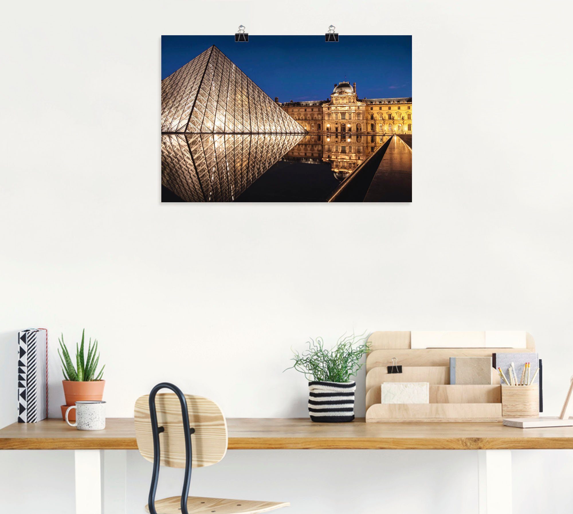 Artland Wandbild Glaspyramide St), Louvre, Poster als Gebäude Paris, oder versch. Leinwandbild, in du Alubild, (1 Musée Wandaufkleber Größen